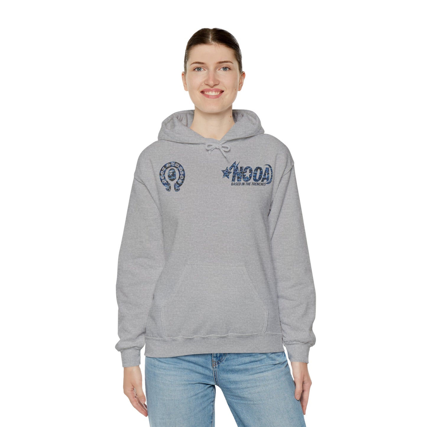 NOOA Logo Hoodie — 'Based in the Trenches' Graphic Pullover