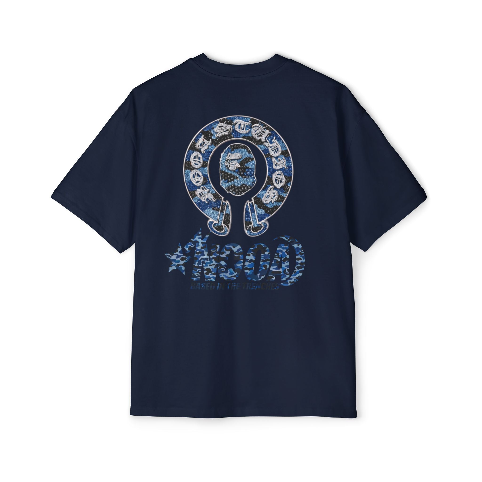 Graphic Tee — 'NOOA Based in the Trenches' Oversized Military Camo Logo Shirt
