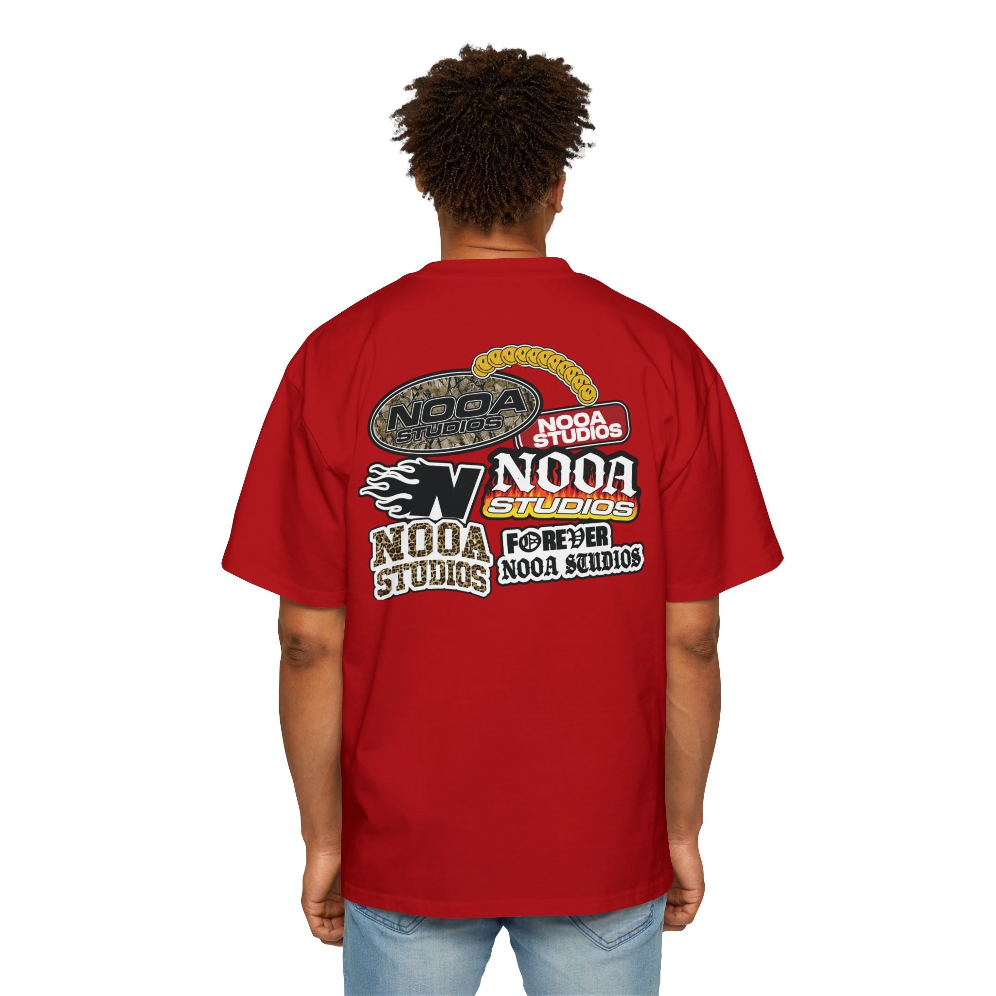 Nooa Studios Graphic Tee — Retro Logo Patch Oversized T-Shirt