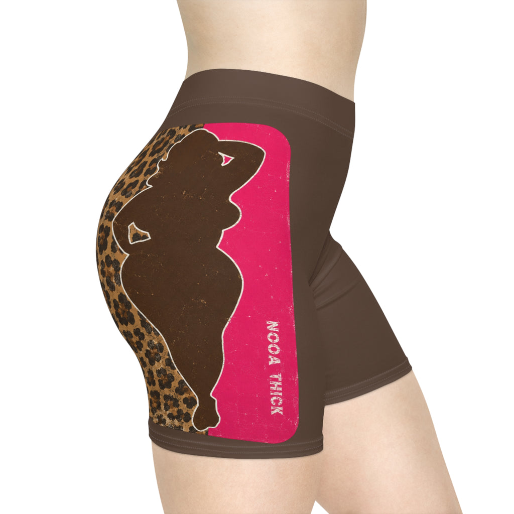 Leopard & Pink Silhouette Biker Shorts — Women's Fashion Activewear