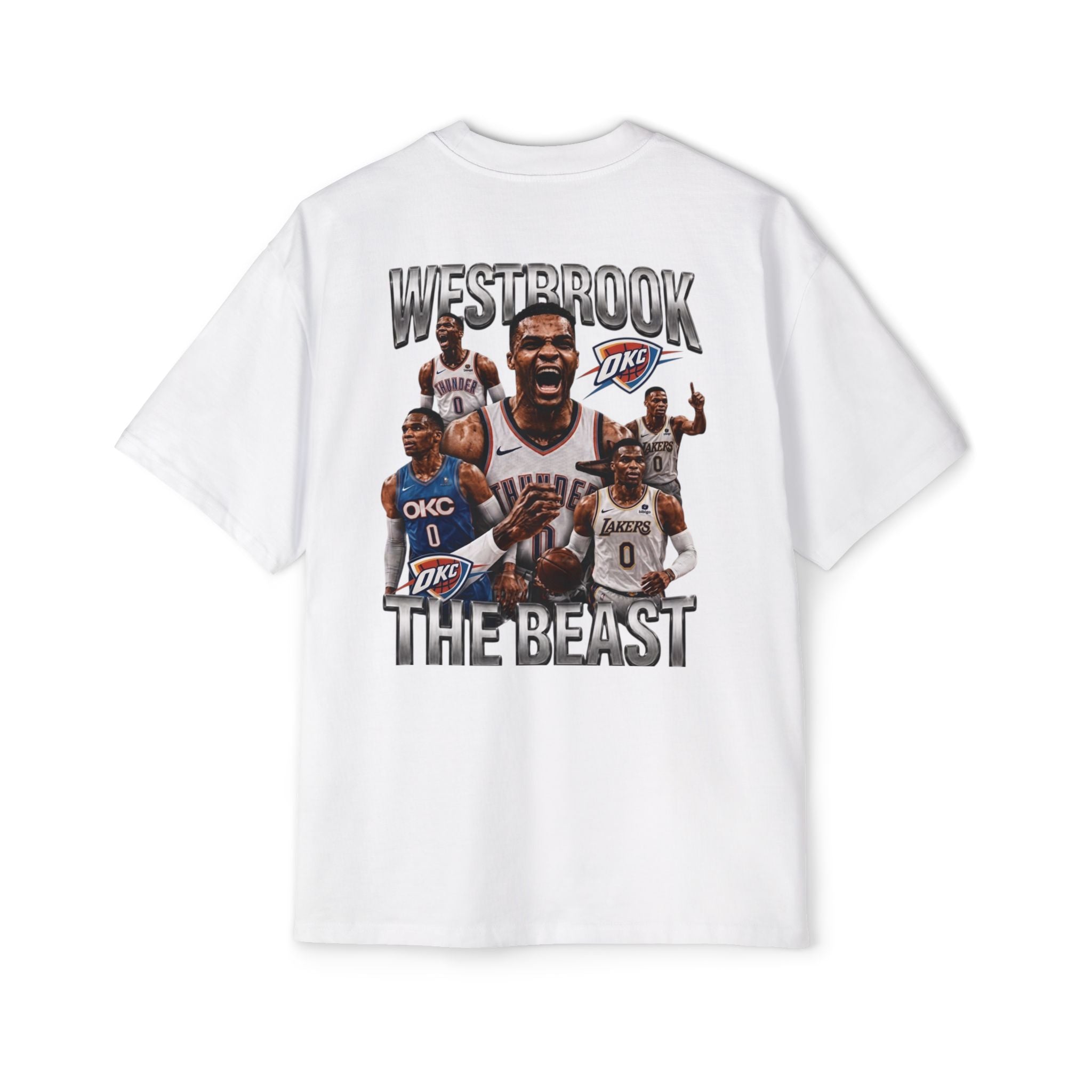 Westbrook 'The Beast' Graphic Tee — Retro Basketball Collage Shirt