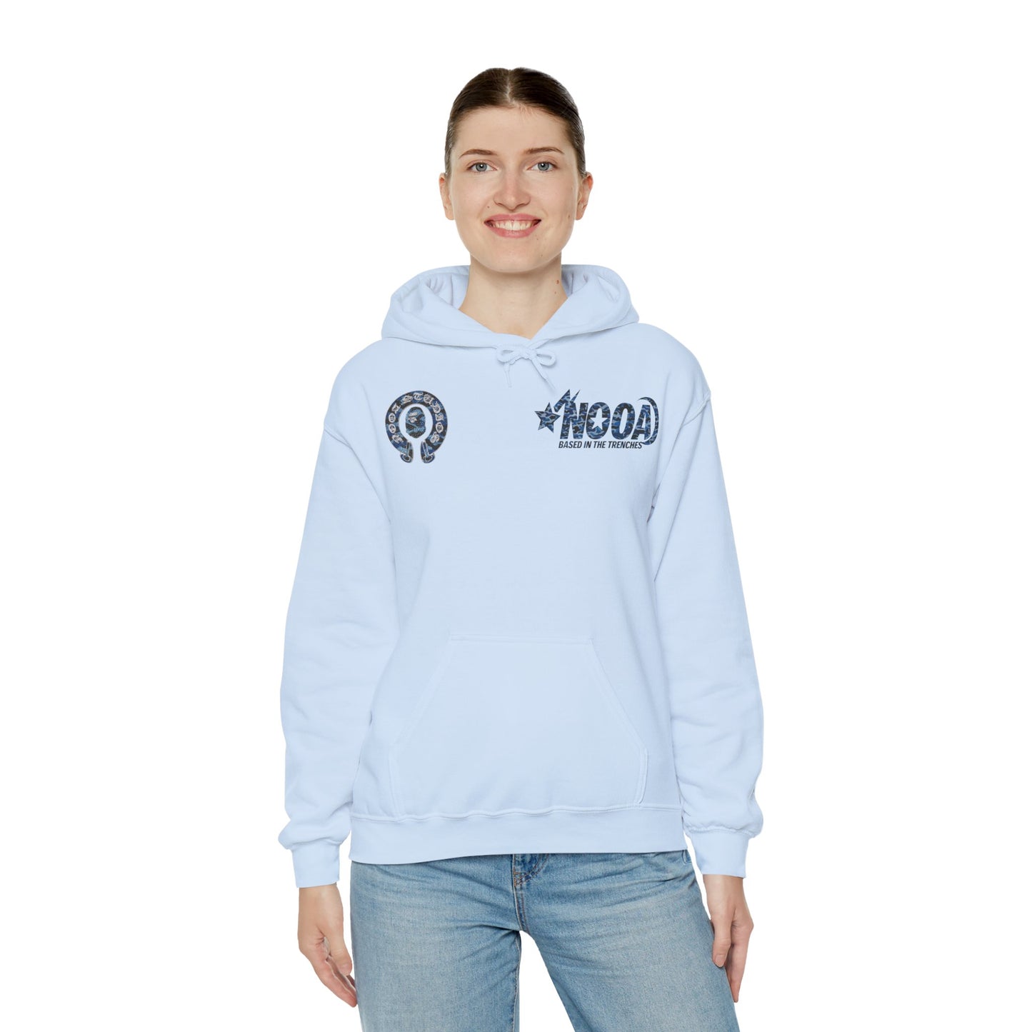 NOOA Logo Hoodie — 'Based in the Trenches' Graphic Pullover
