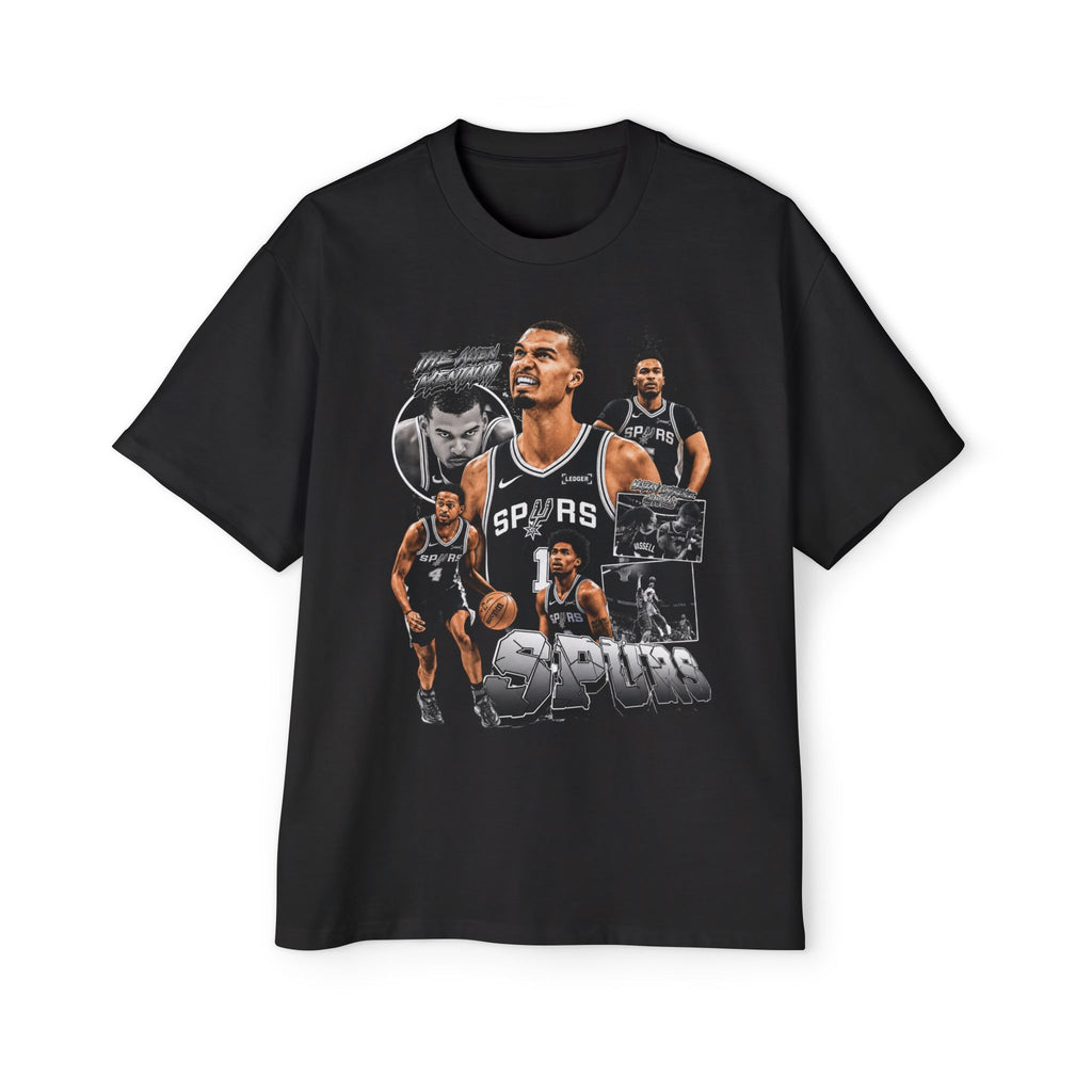 Spurs Basketball Graphic Tee — Retro Collage & Bling Back Print