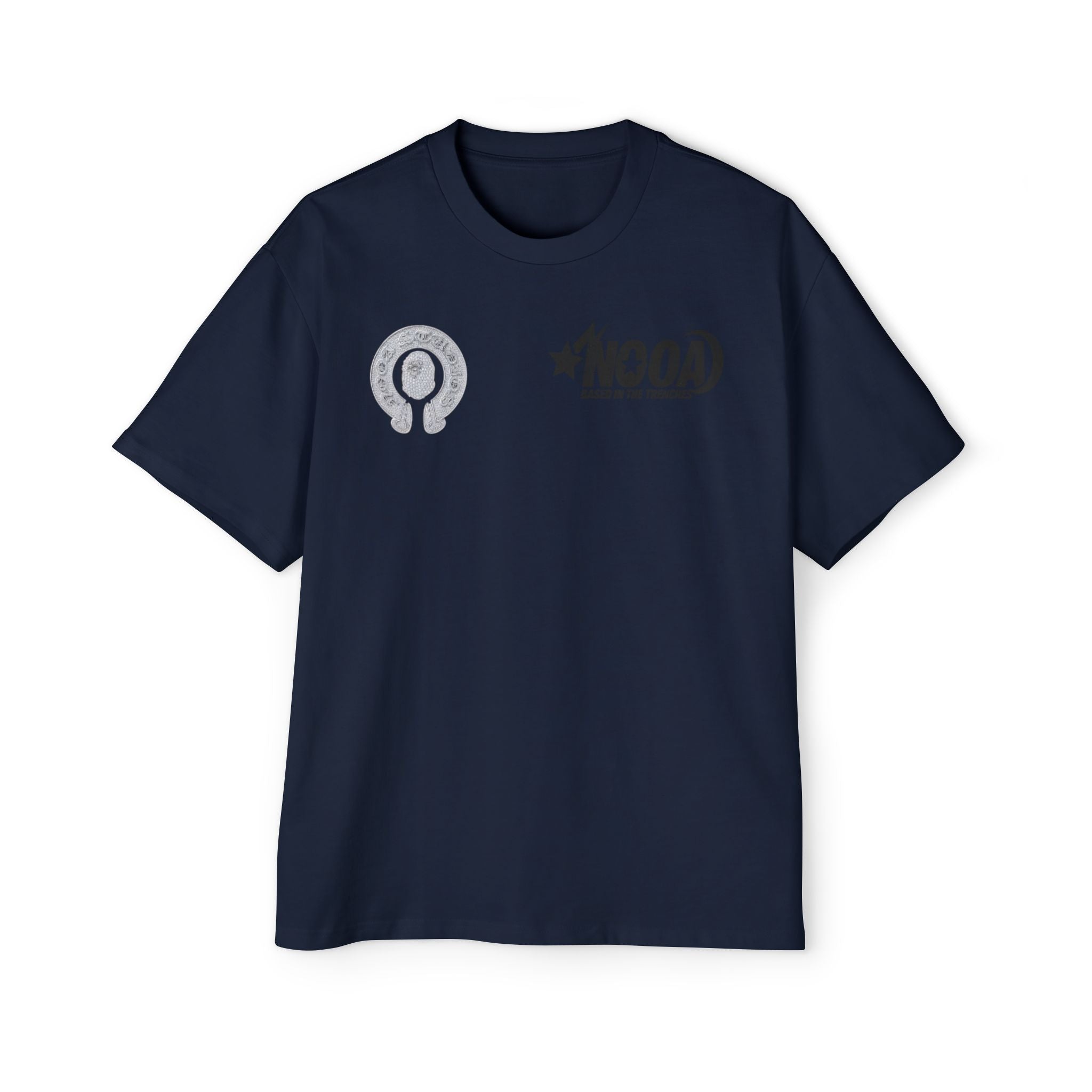 Graphic Tee — "NOOA Based in the Trenches" Oversized Men's T‑Shirt