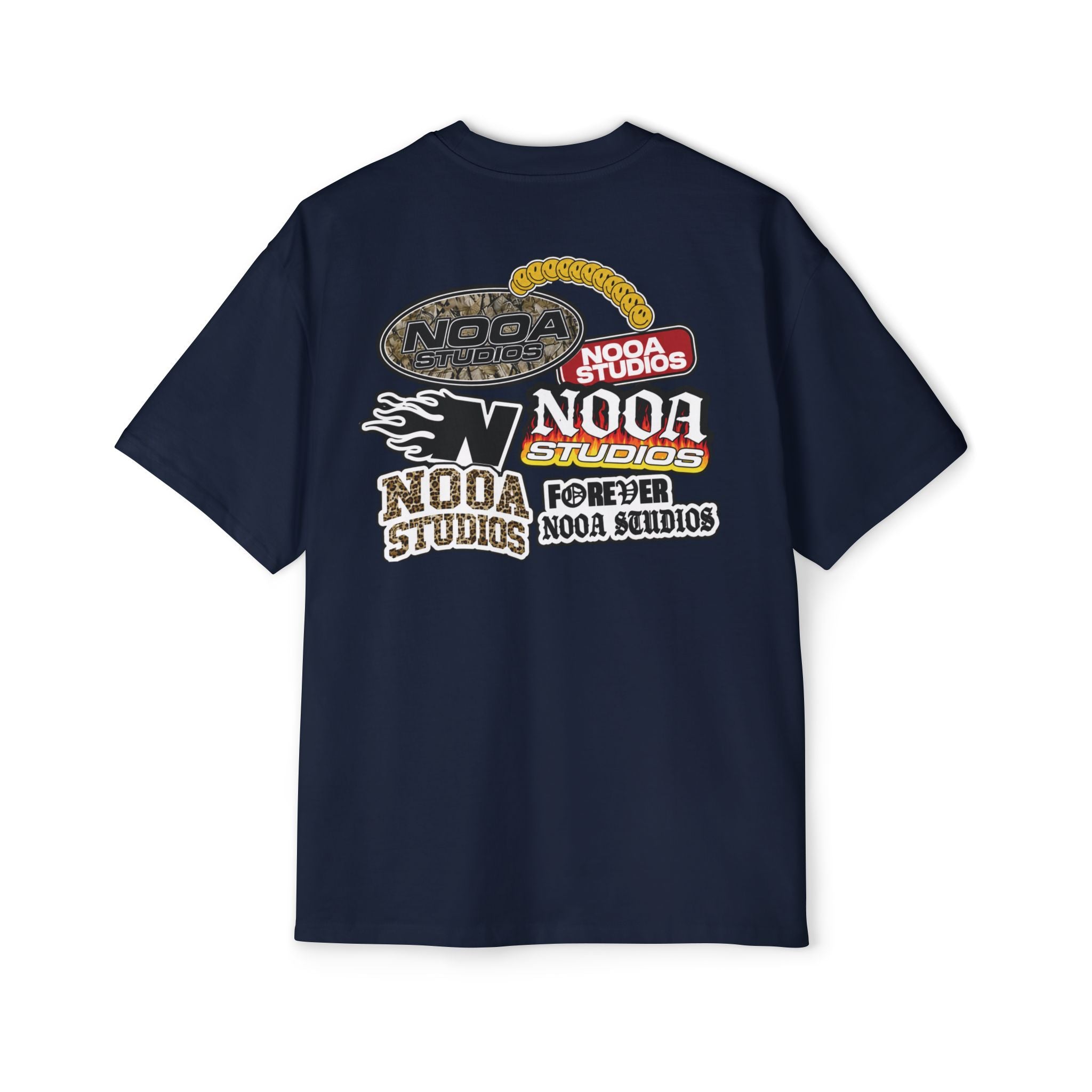 Nooa Studios Graphic Tee — Retro Logo Patch Oversized T-Shirt