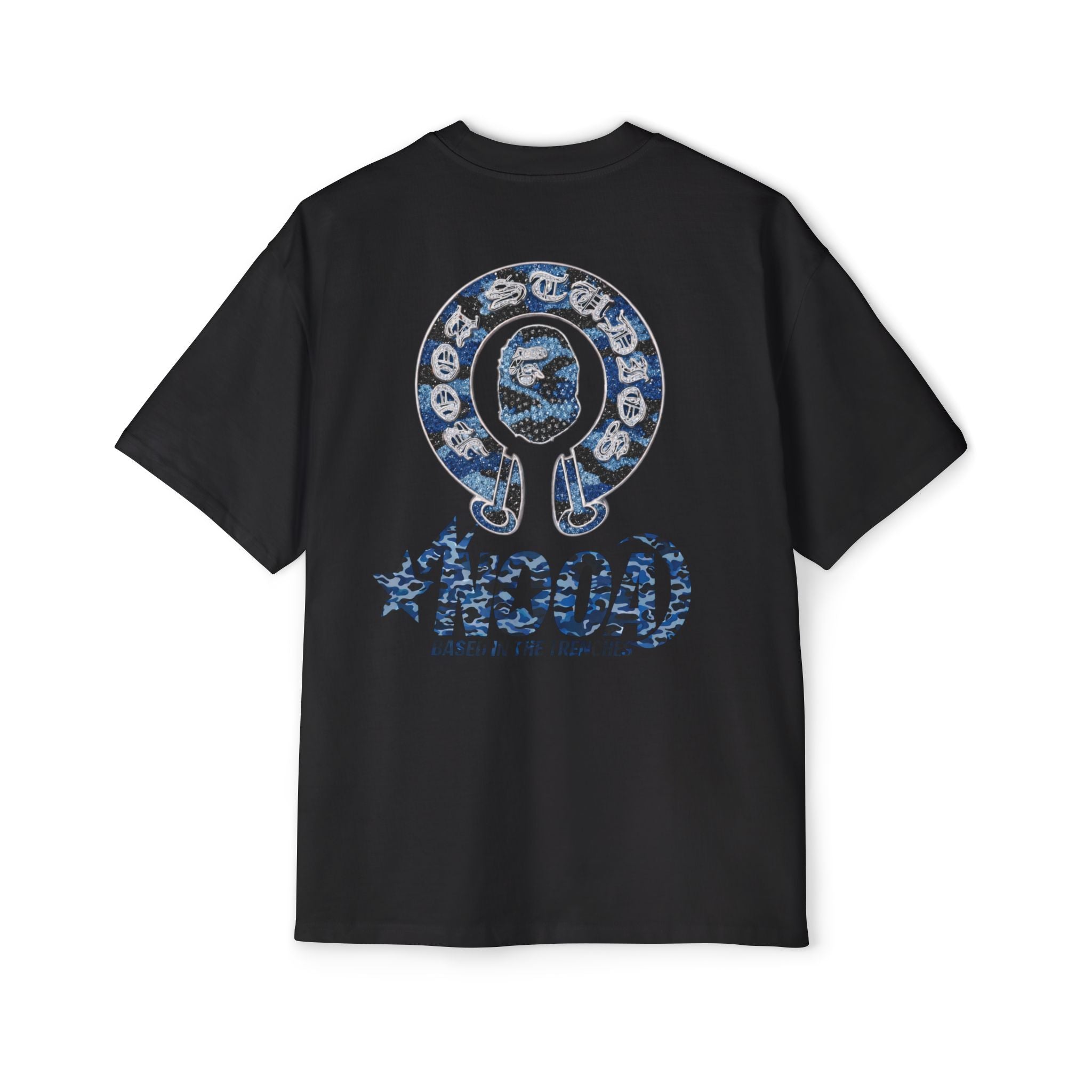 Graphic Tee — 'NOOA Based in the Trenches' Oversized Military Camo Logo Shirt