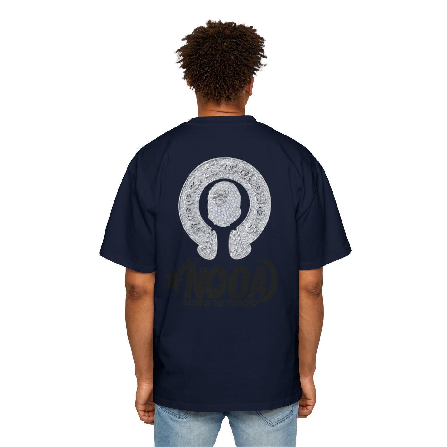 Graphic Tee — "NOOA Based in the Trenches" Oversized Men's T‑Shirt