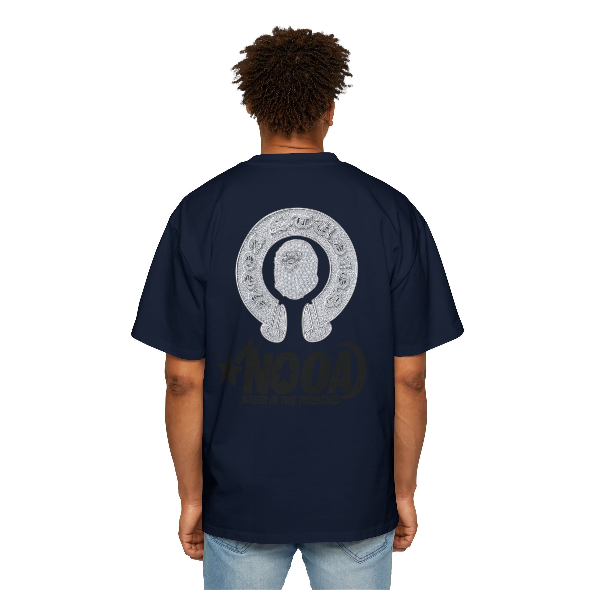 Graphic Tee — "NOOA Based in the Trenches" Oversized Men's T‑Shirt