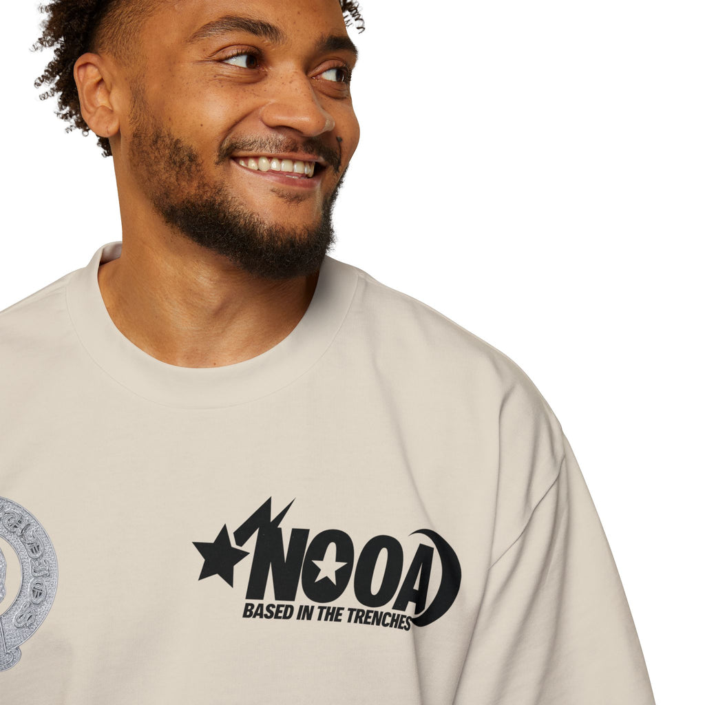 Graphic Tee — "NOOA Based in the Trenches" Oversized Men's T‑Shirt