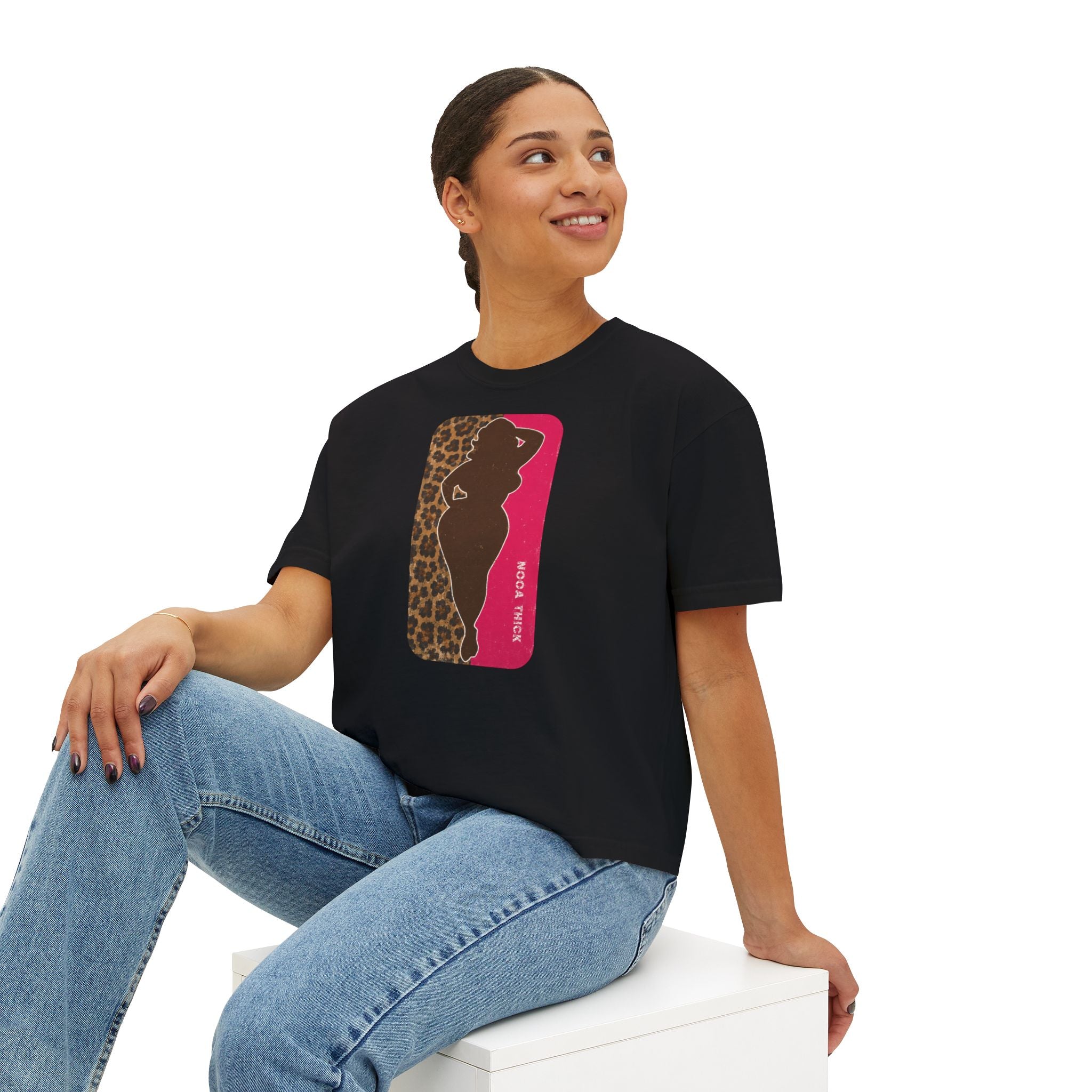 Boxy Tee — Curvy Silhouette & Bling Graphic Women's Cropped T-Shirt