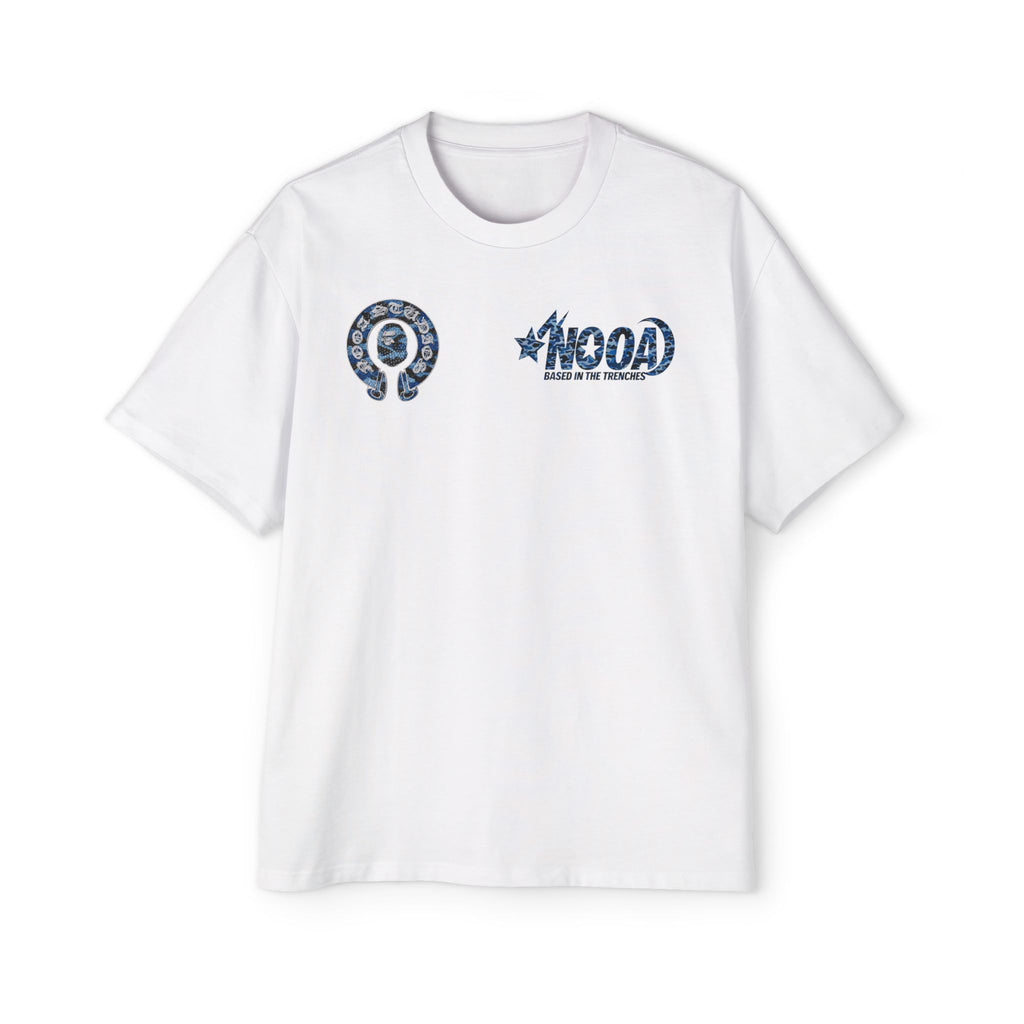 Graphic Tee — 'NOOA Based in the Trenches' Oversized Military Camo Logo Shirt