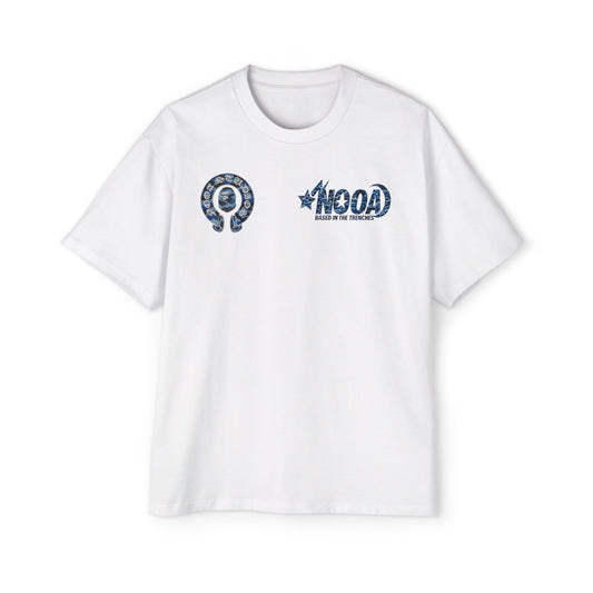 Graphic Tee — 'NOOA Based in the Trenches' Oversized Military Camo Logo Shirt