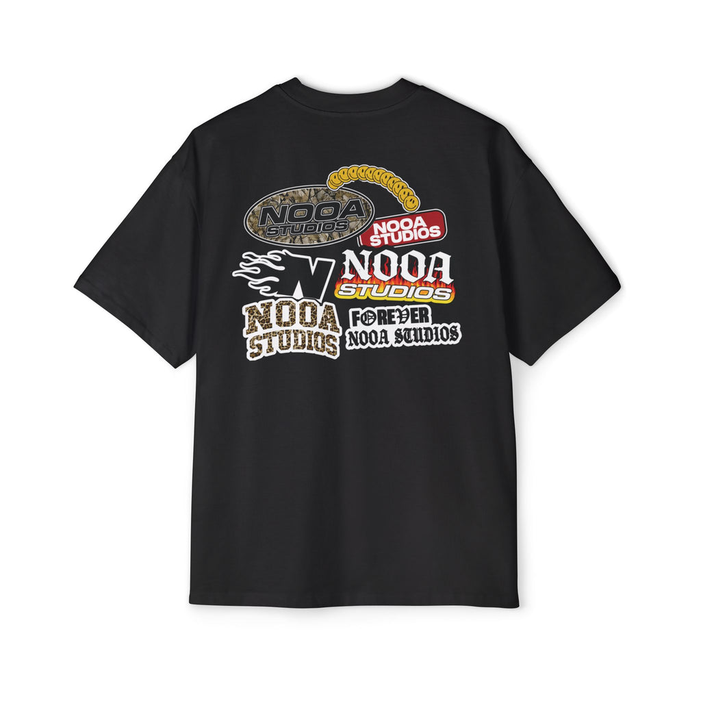 Nooa Studios Graphic Tee — Retro Logo Patch Oversized T-Shirt