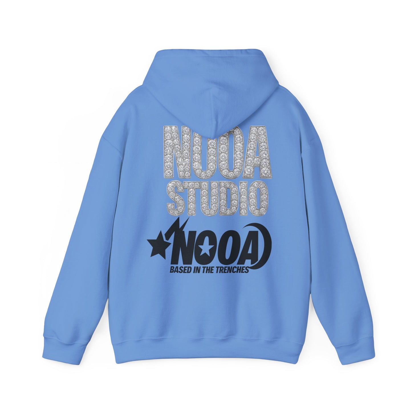 NOOA Studio Graphic Hoodie — 'Based in the Trenches' White Pullover