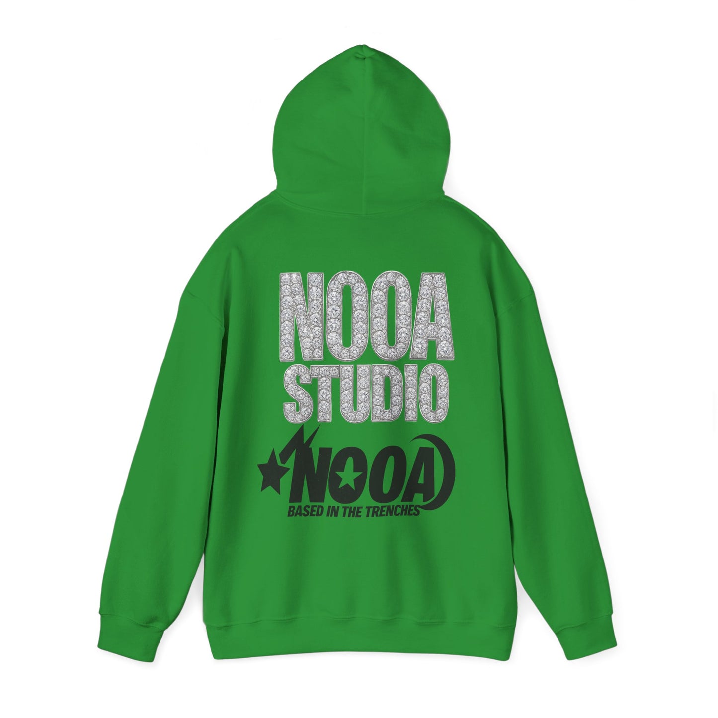 NOOA Studio Graphic Hoodie — 'Based in the Trenches' White Pullover