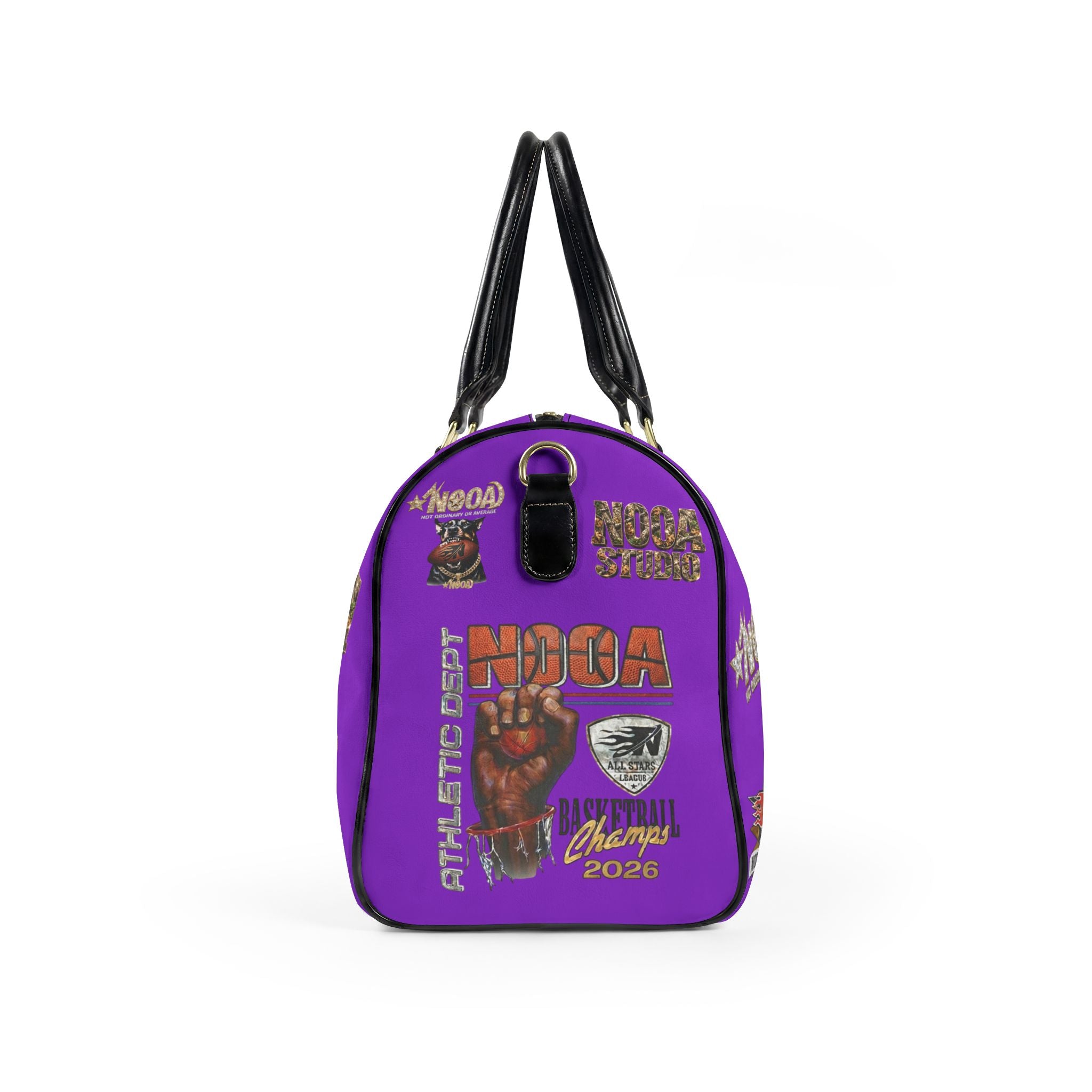 Leather Travel Bag - Retro N00A Graphic Weekender Duffle