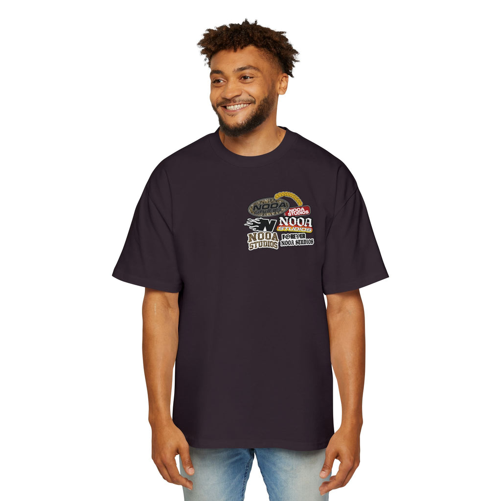 Nooa Studios Graphic Tee — Retro Logo Patch Oversized T-Shirt