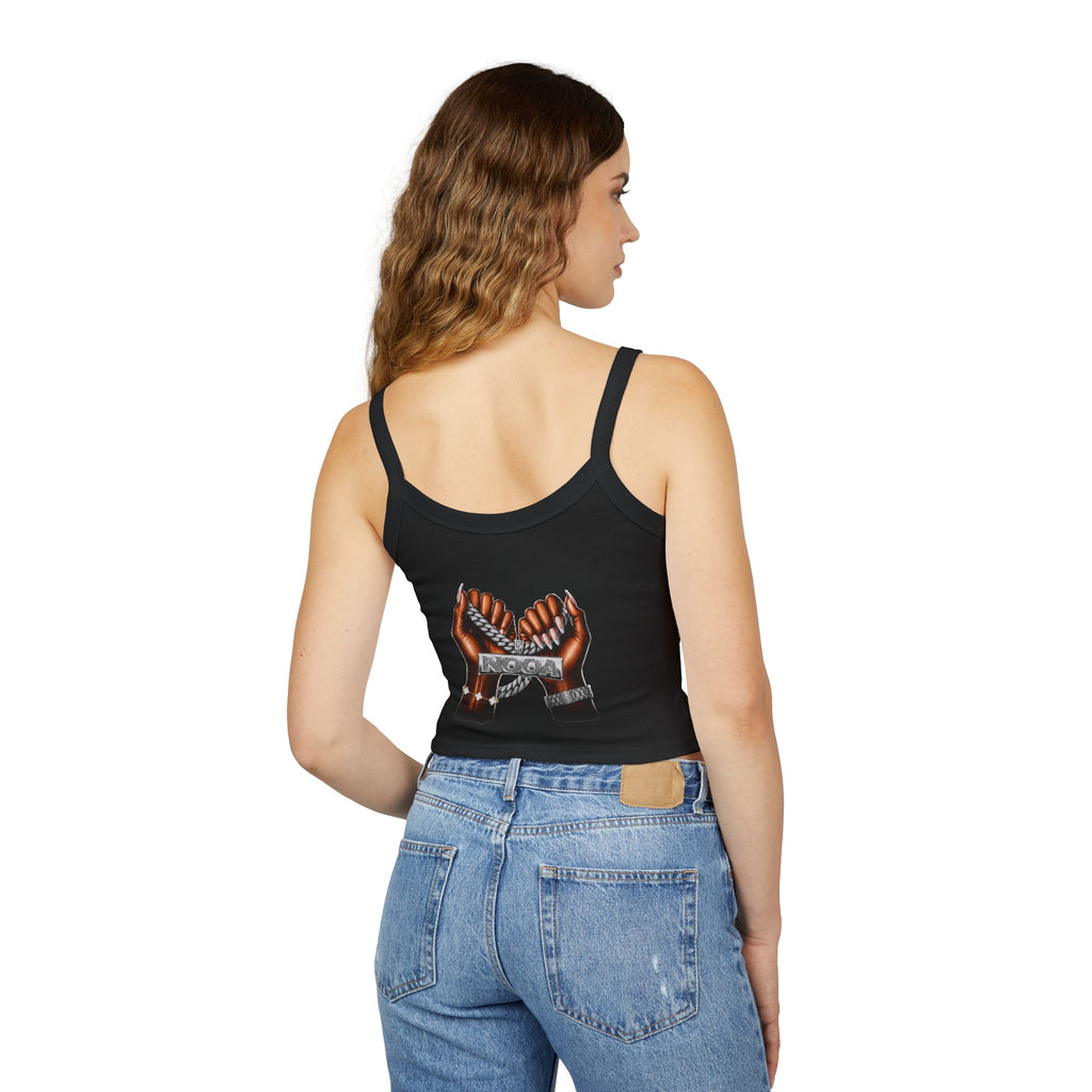 Spaghetti Tank Top — Bold Curvy Silhouette & Bling Graphic Crop