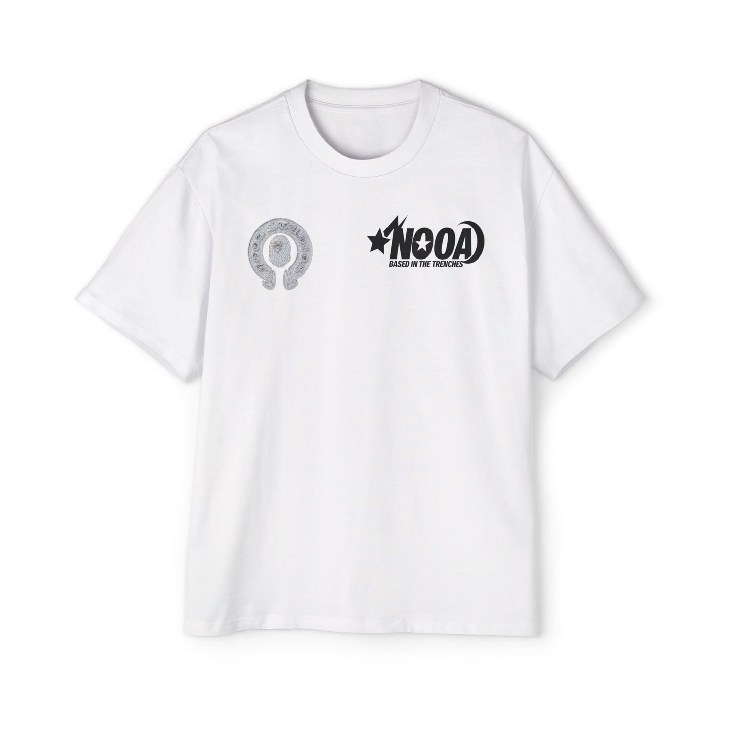 Graphic Tee — "NOOA Based in the Trenches" Oversized Men's T‑Shirt