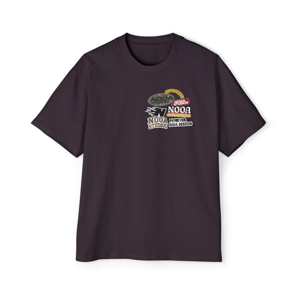 Nooa Studios Graphic Tee — Retro Logo Patch Oversized T-Shirt