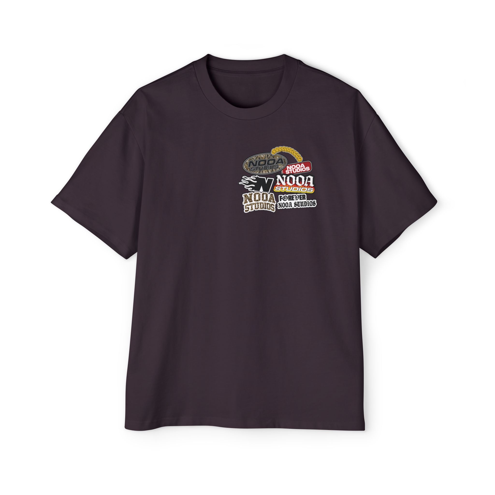 Nooa Studios Graphic Tee — Retro Logo Patch Oversized T-Shirt
