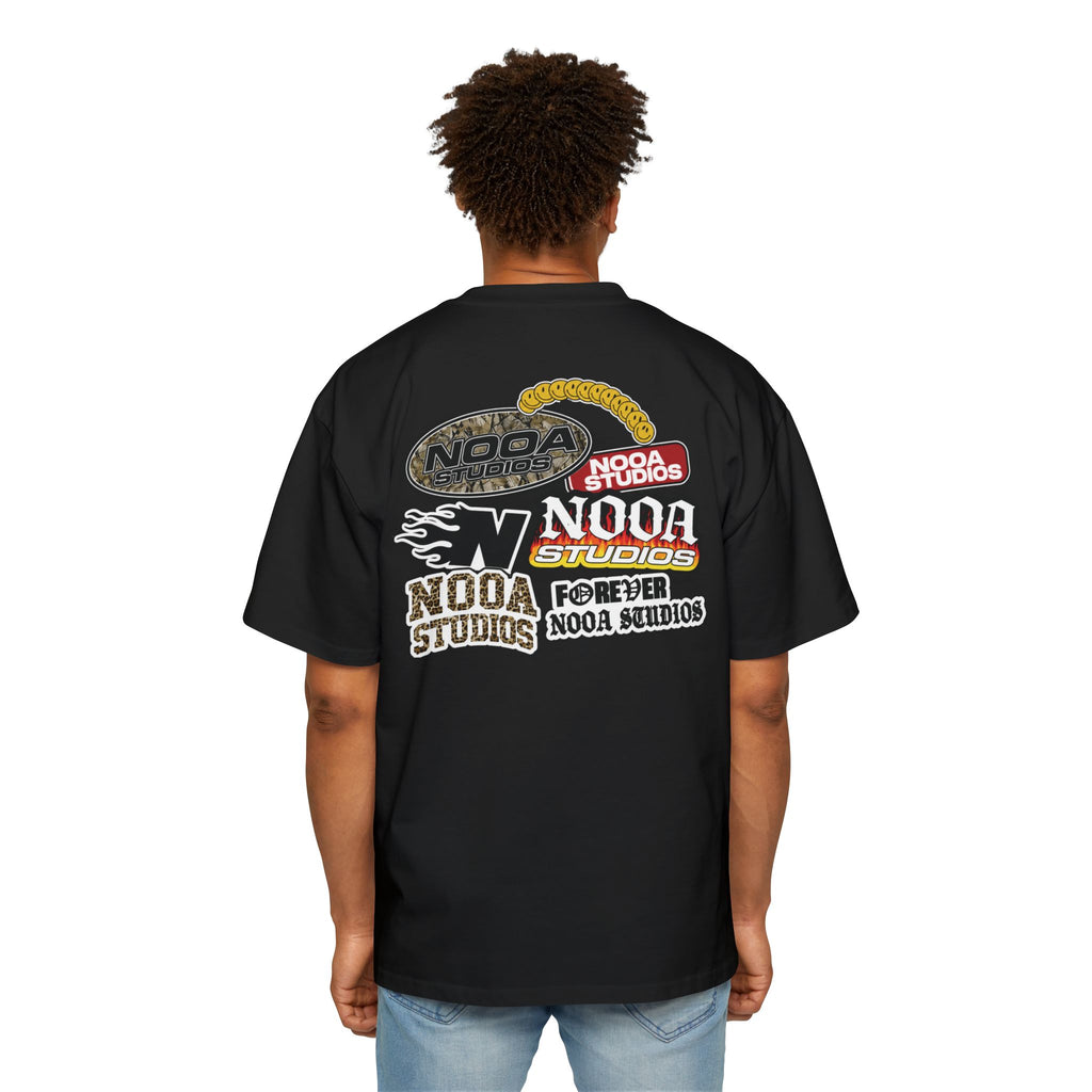 Nooa Studios Graphic Tee — Retro Logo Patch Oversized T-Shirt