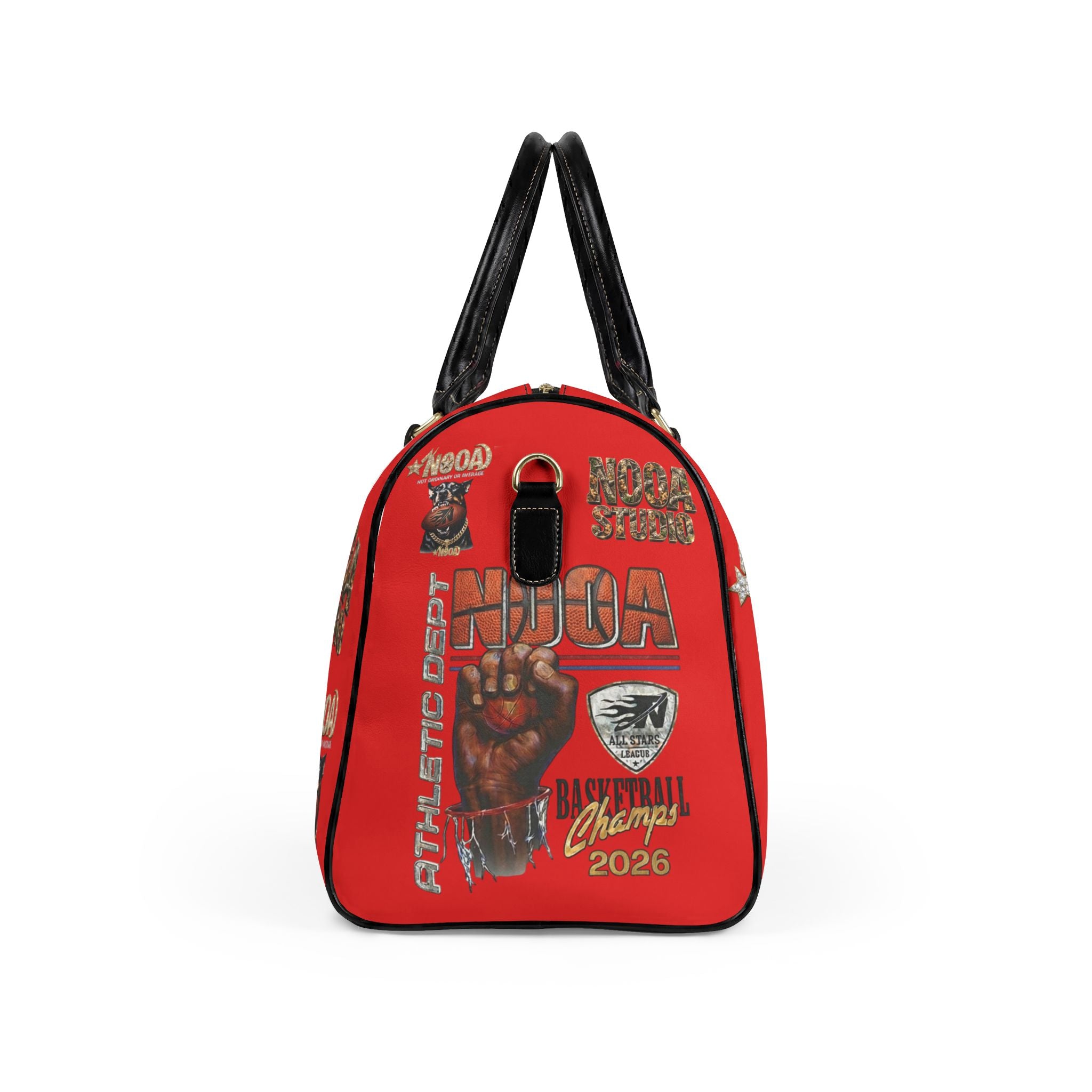 Leather Travel Bag - Retro N00A Graphic Weekender Duffle