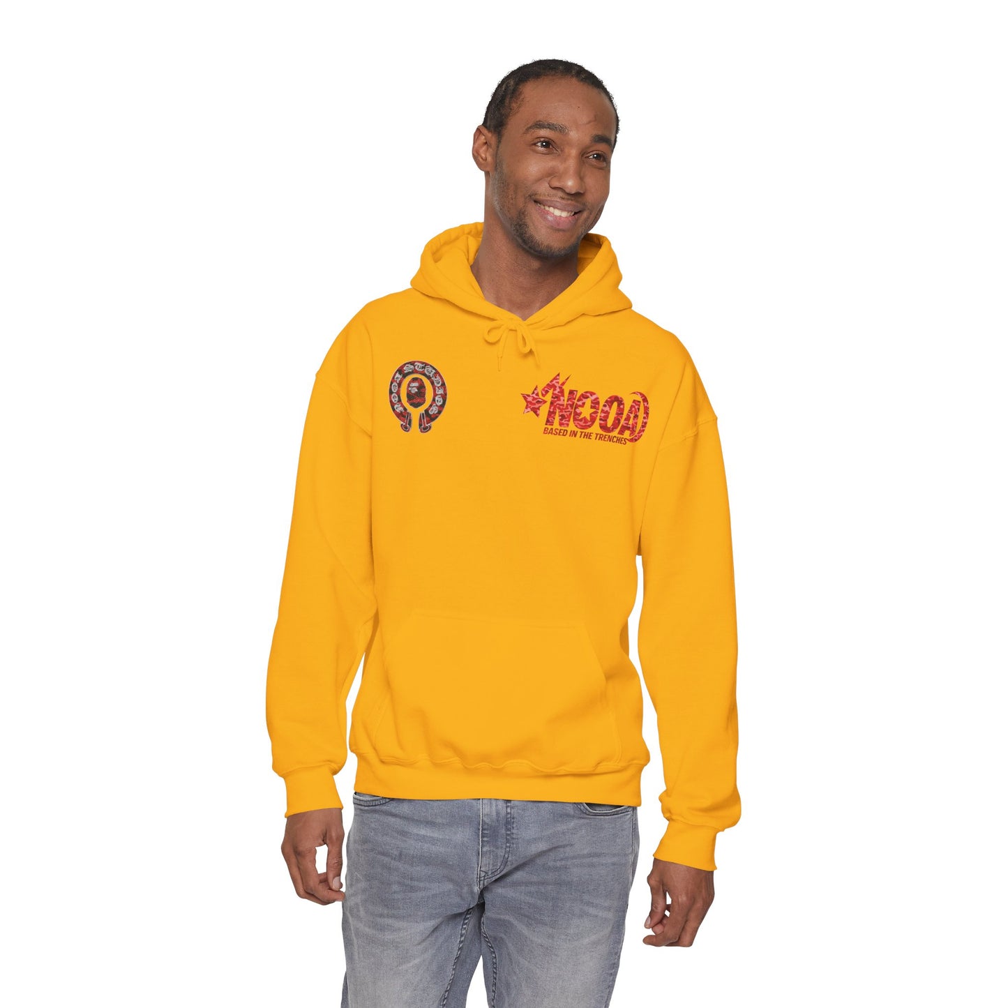 NOOA 'Based in the Trenches' Graphic Hoodie — Retro Star Logo Pullover