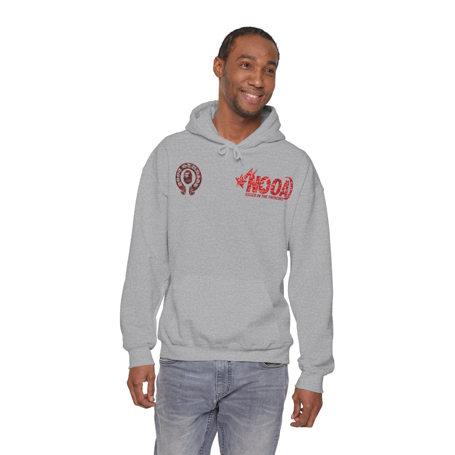 NOOA 'Based in the Trenches' Graphic Hoodie — Retro Star Logo Pullover