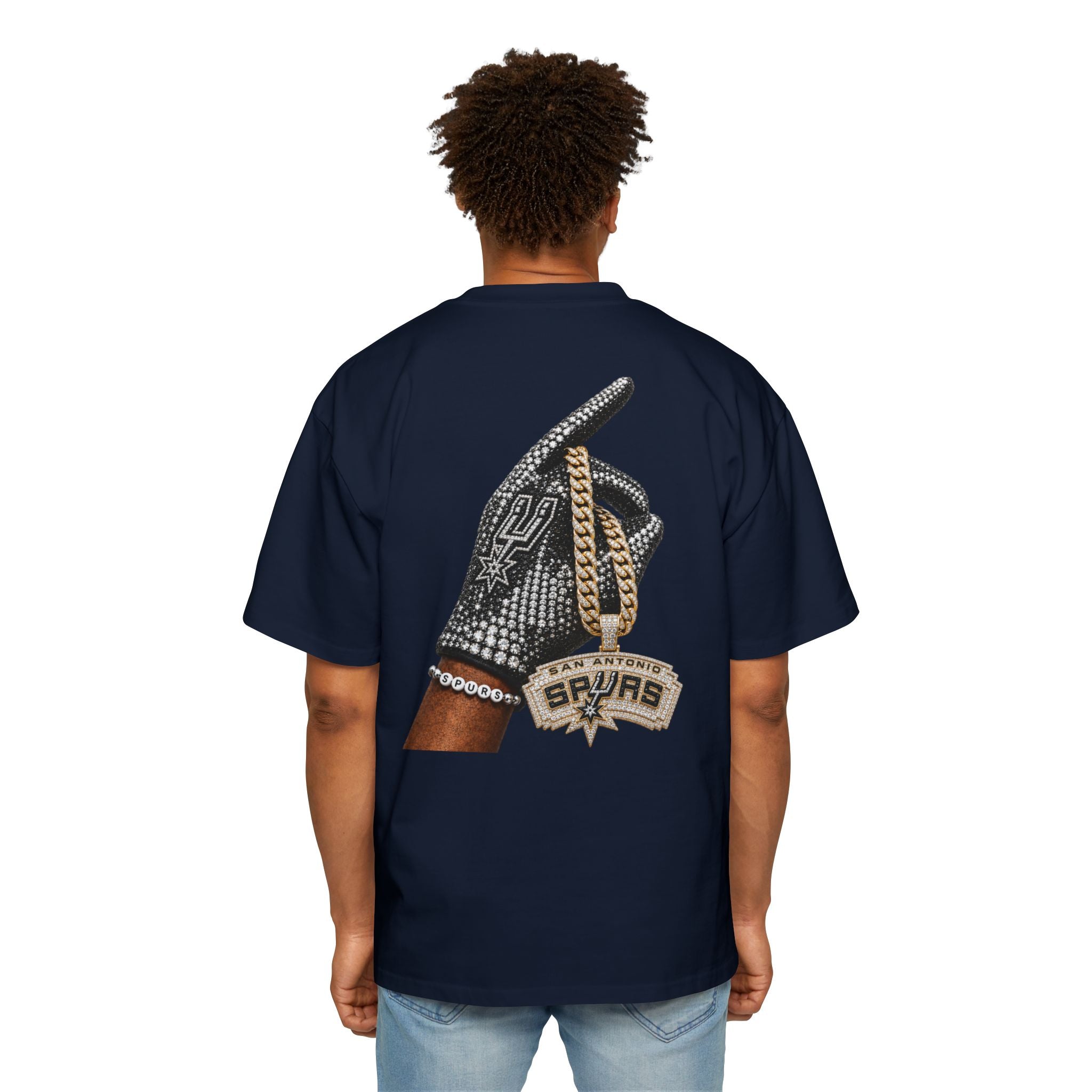 Spurs Basketball Graphic Tee — Retro Collage & Bling Back Print