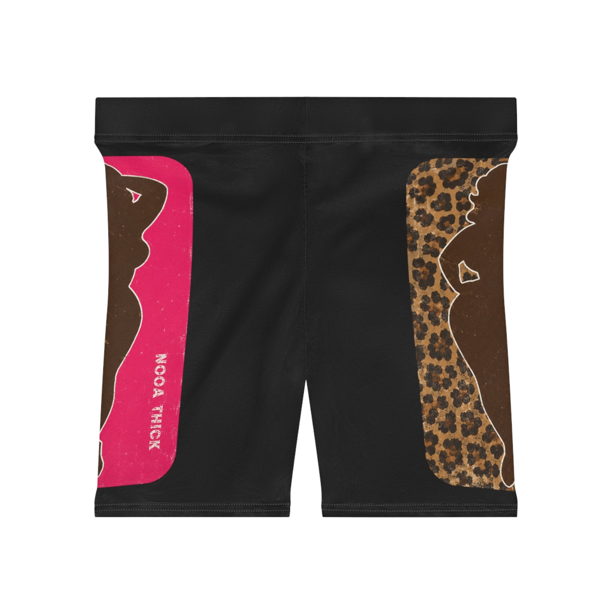 Women’s Biker Shorts — Leopard & Pink Silhouette AOP ("Nooa Thick")