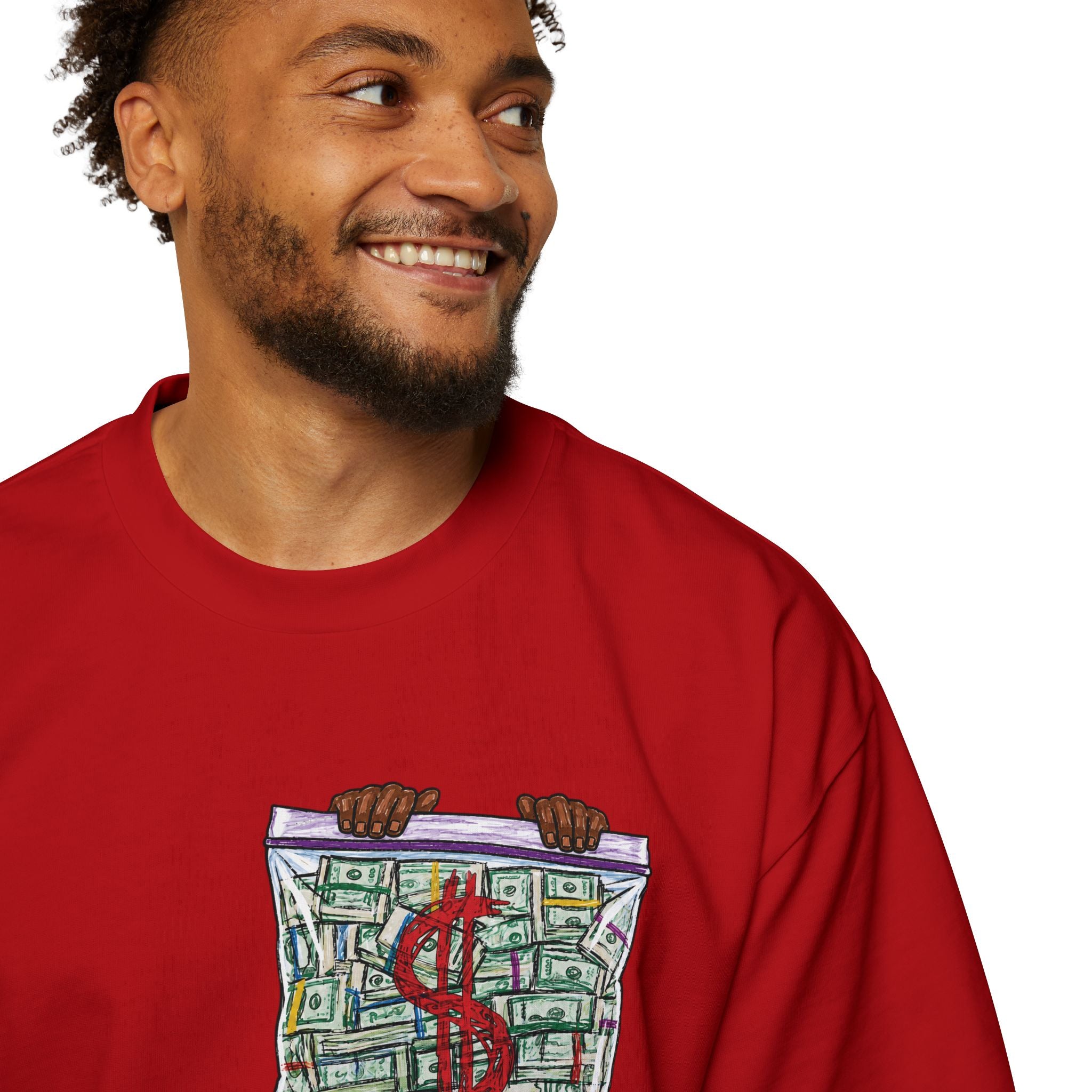 Money Bag Graphic Tee — "Nooa Currency" Oversized Men’s T-Shirt