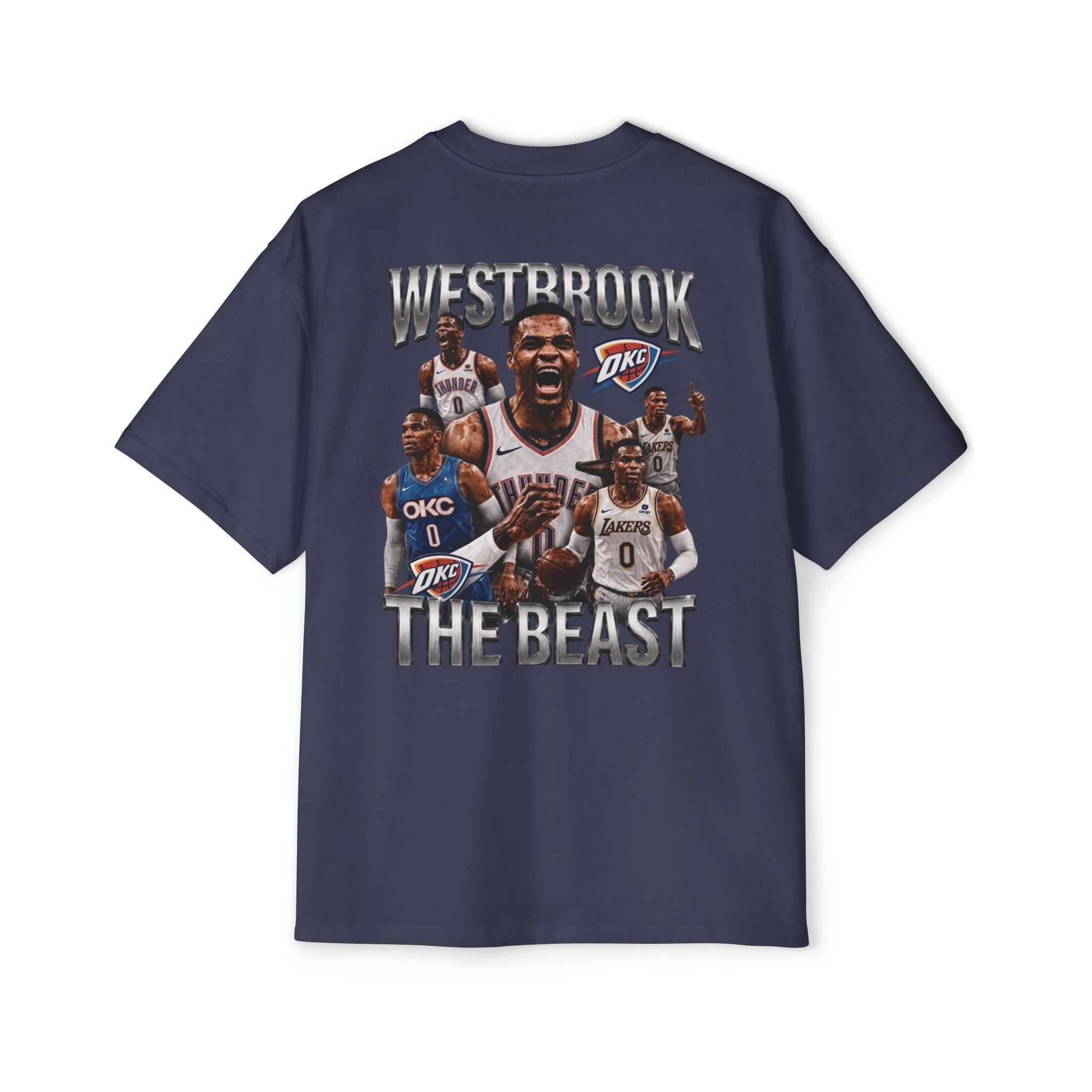 Westbrook 'The Beast' Graphic Tee — Retro Basketball Collage Shirt