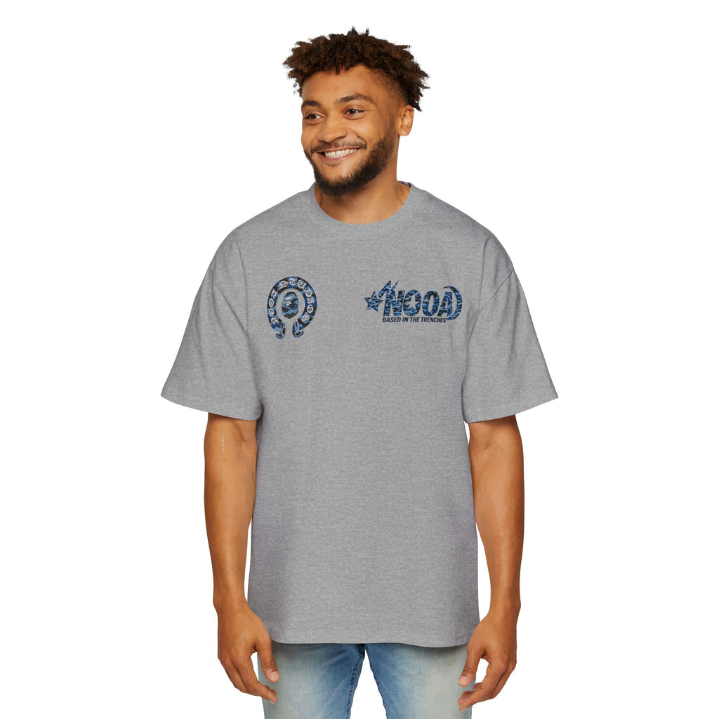 Graphic Tee — 'NOOA Based in the Trenches' Oversized Military Camo Logo Shirt