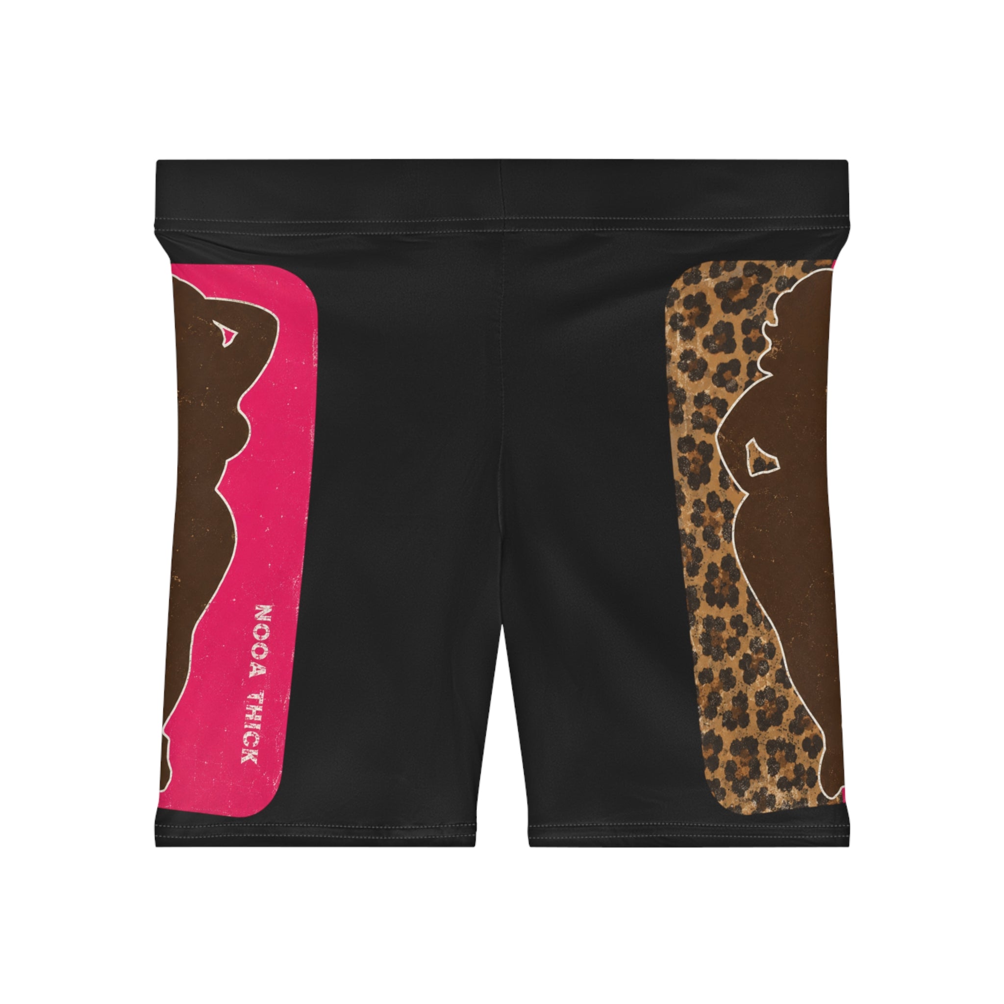 Women’s Biker Shorts — Leopard & Pink Silhouette AOP ("Nooa Thick")