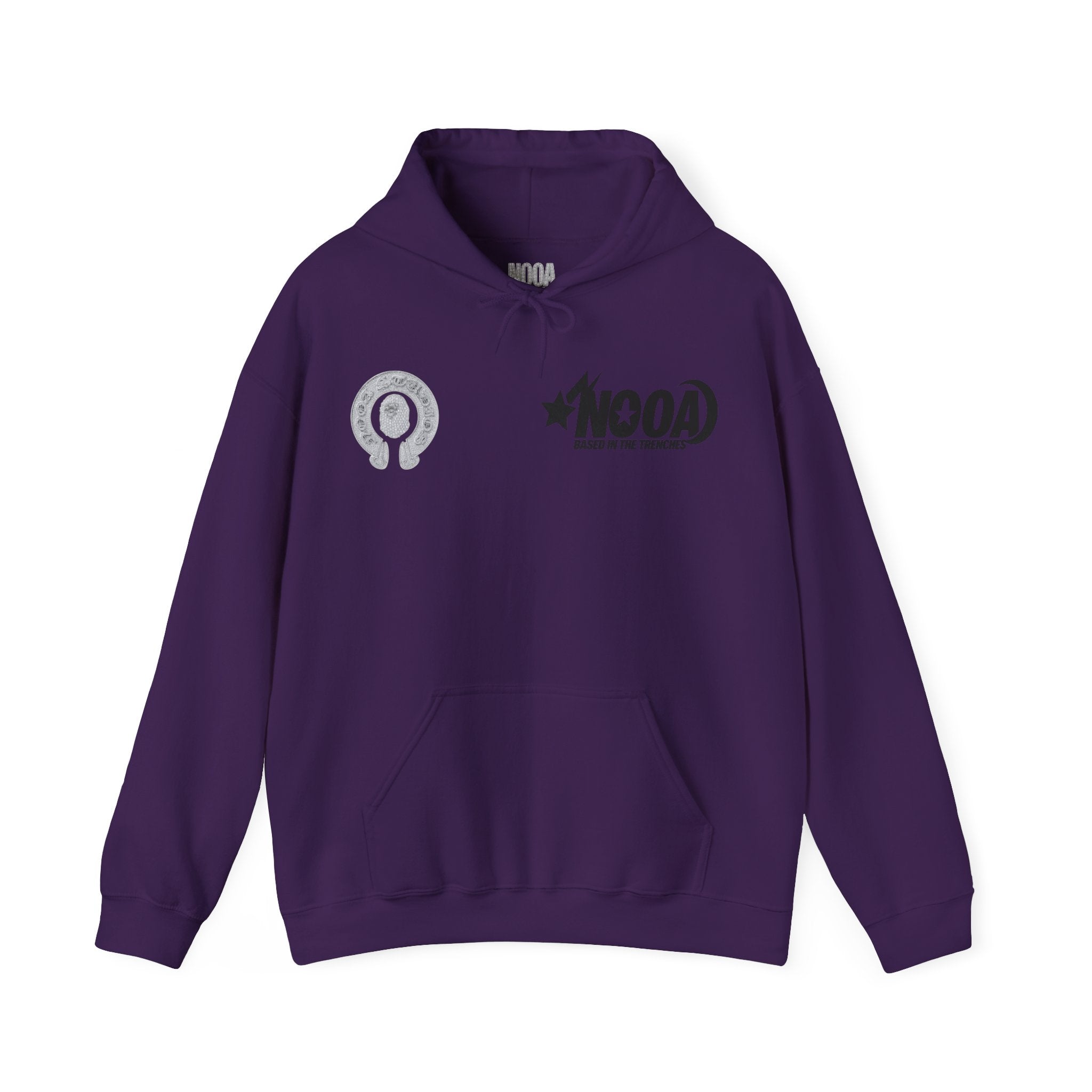 NOOA Studio Graphic Hoodie — 'Based in the Trenches' White Pullover