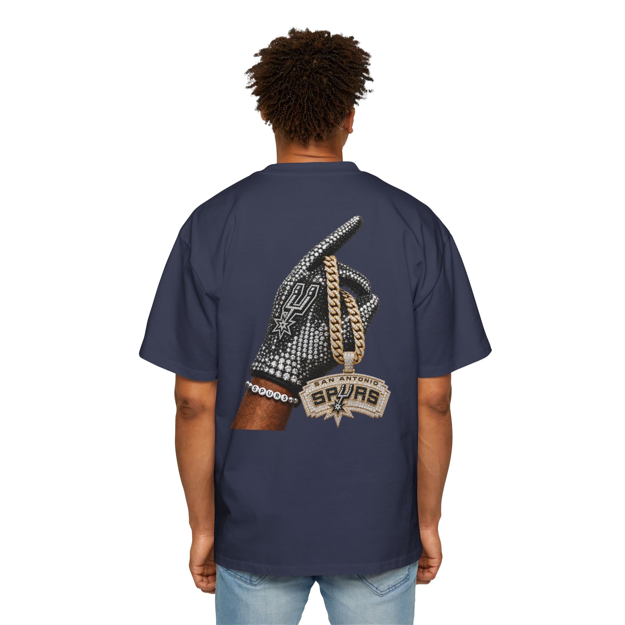 Spurs Basketball Graphic Tee — Retro Collage & Bling Back Print