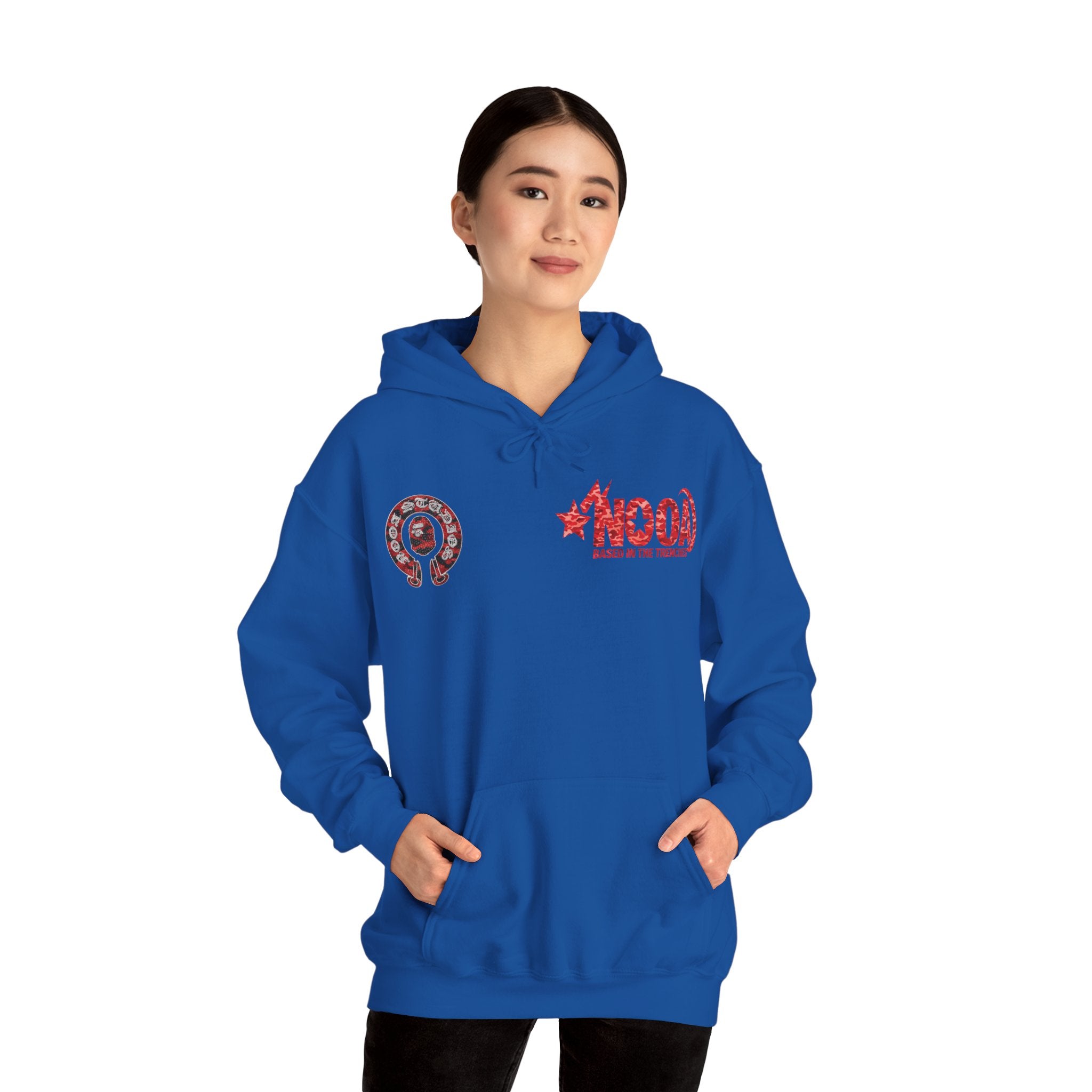 NOOA 'Based in the Trenches' Graphic Hoodie — Retro Star Logo Pullover