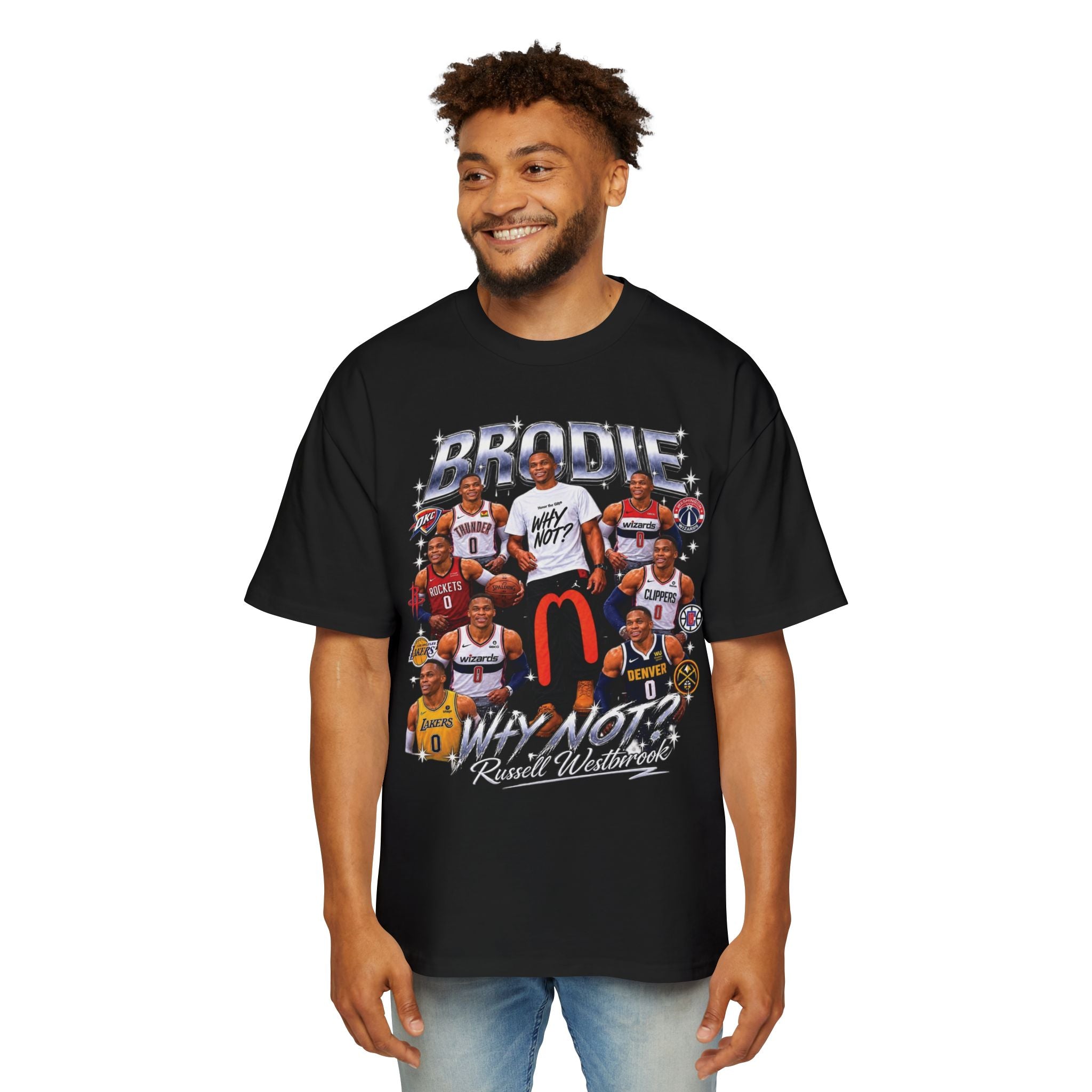 Westbrook 'The Beast' Graphic Tee — Retro Basketball Collage Shirt