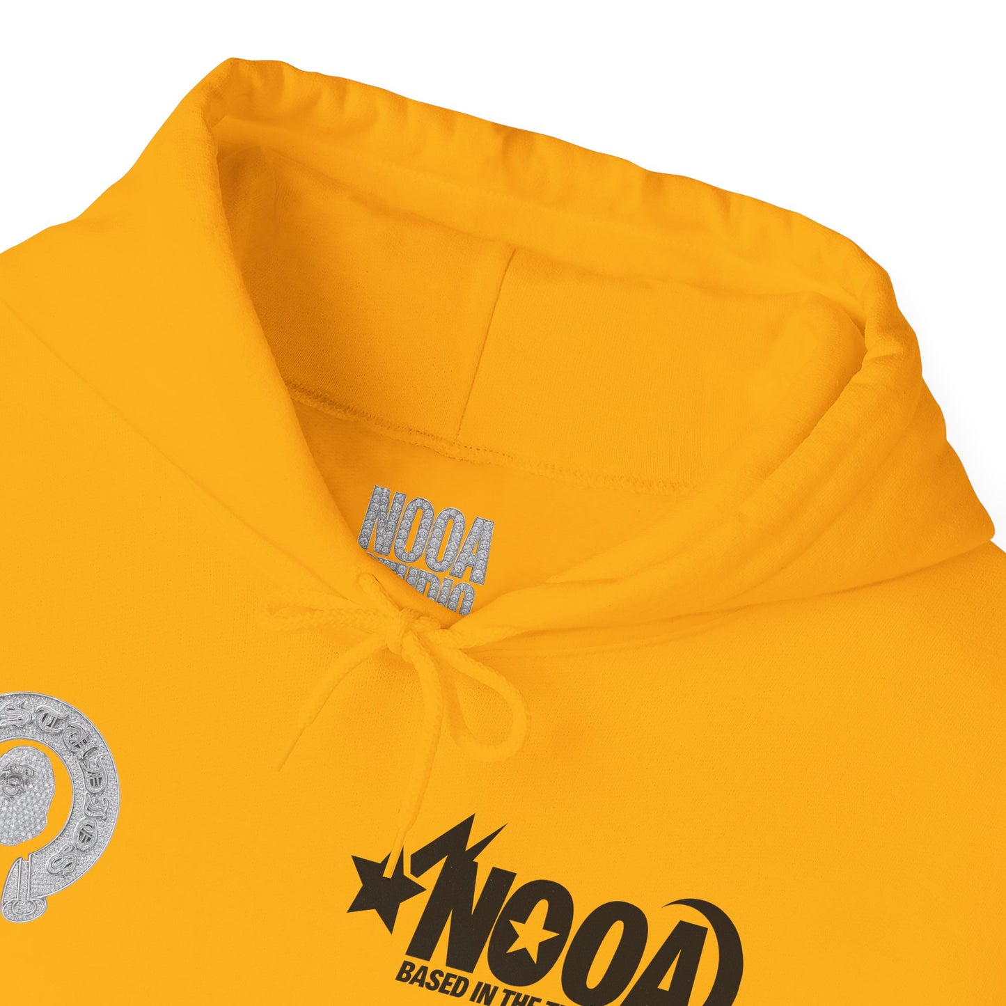 NOOA Studio Graphic Hoodie — 'Based in the Trenches' White Pullover