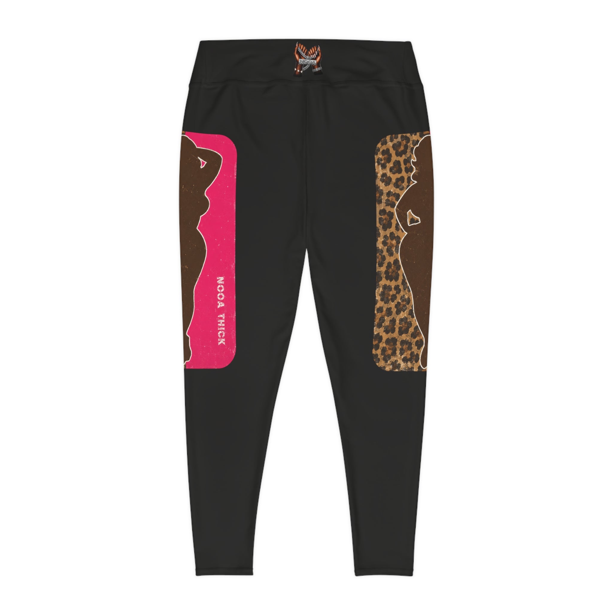Plus Size Leggings — Bold Leopard & Pink Silhouette AOP Leggings
