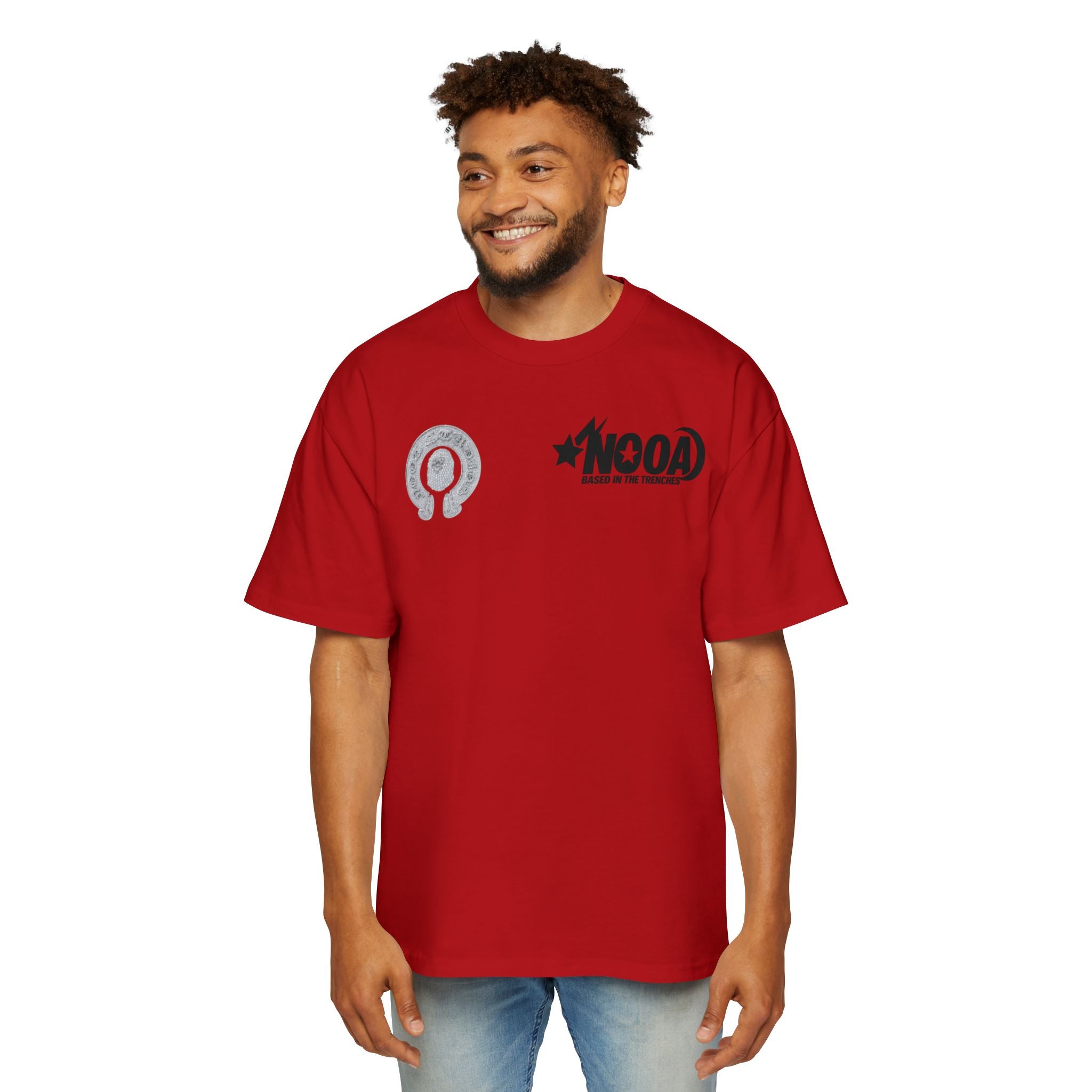 Graphic Tee — "NOOA Based in the Trenches" Oversized Men's T‑Shirt