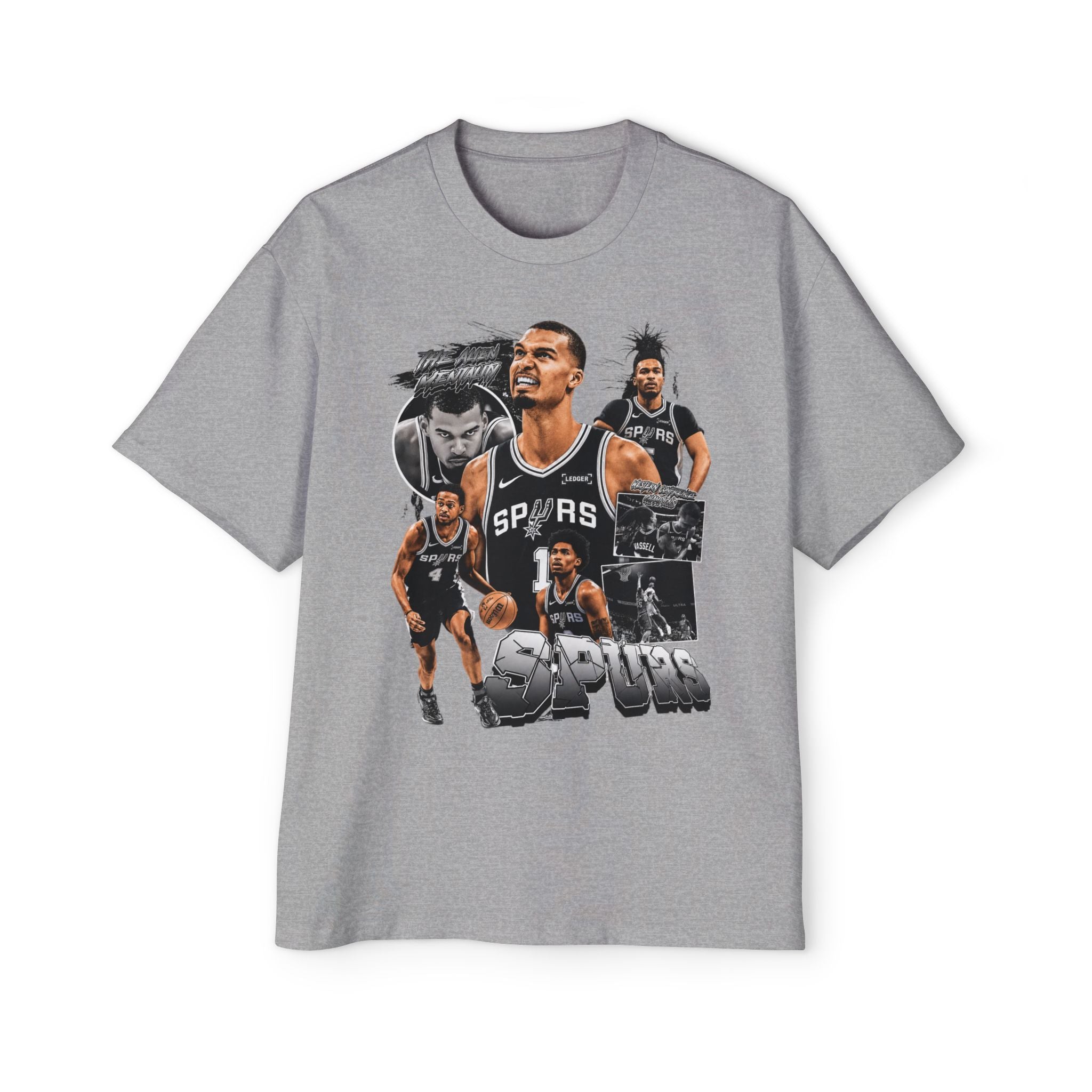 Spurs Basketball Graphic Tee — Retro Collage & Bling Back Print