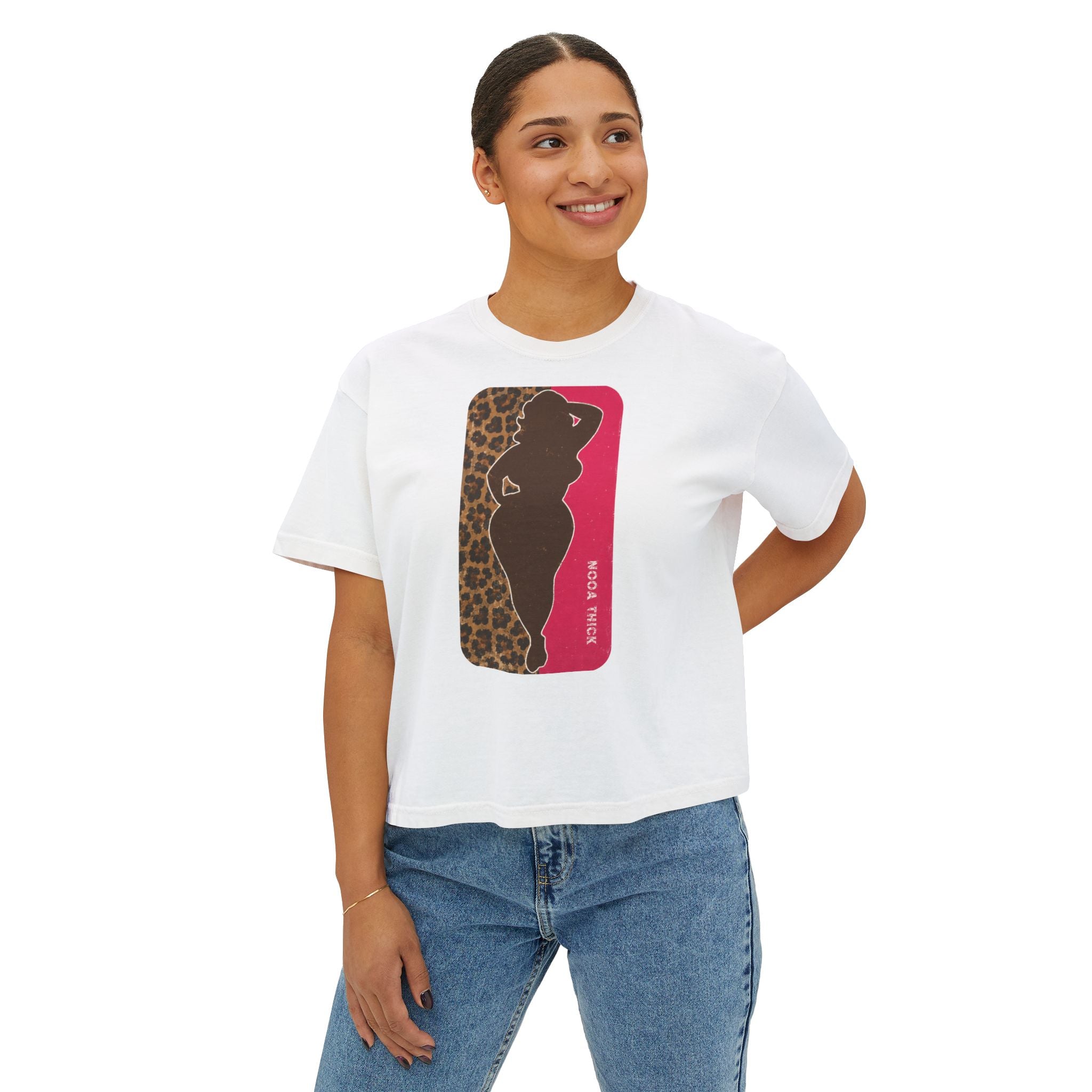 Boxy Cropped Tee— Curvy Silhouette & Bling Graphic Women's Cropped T-Shirt