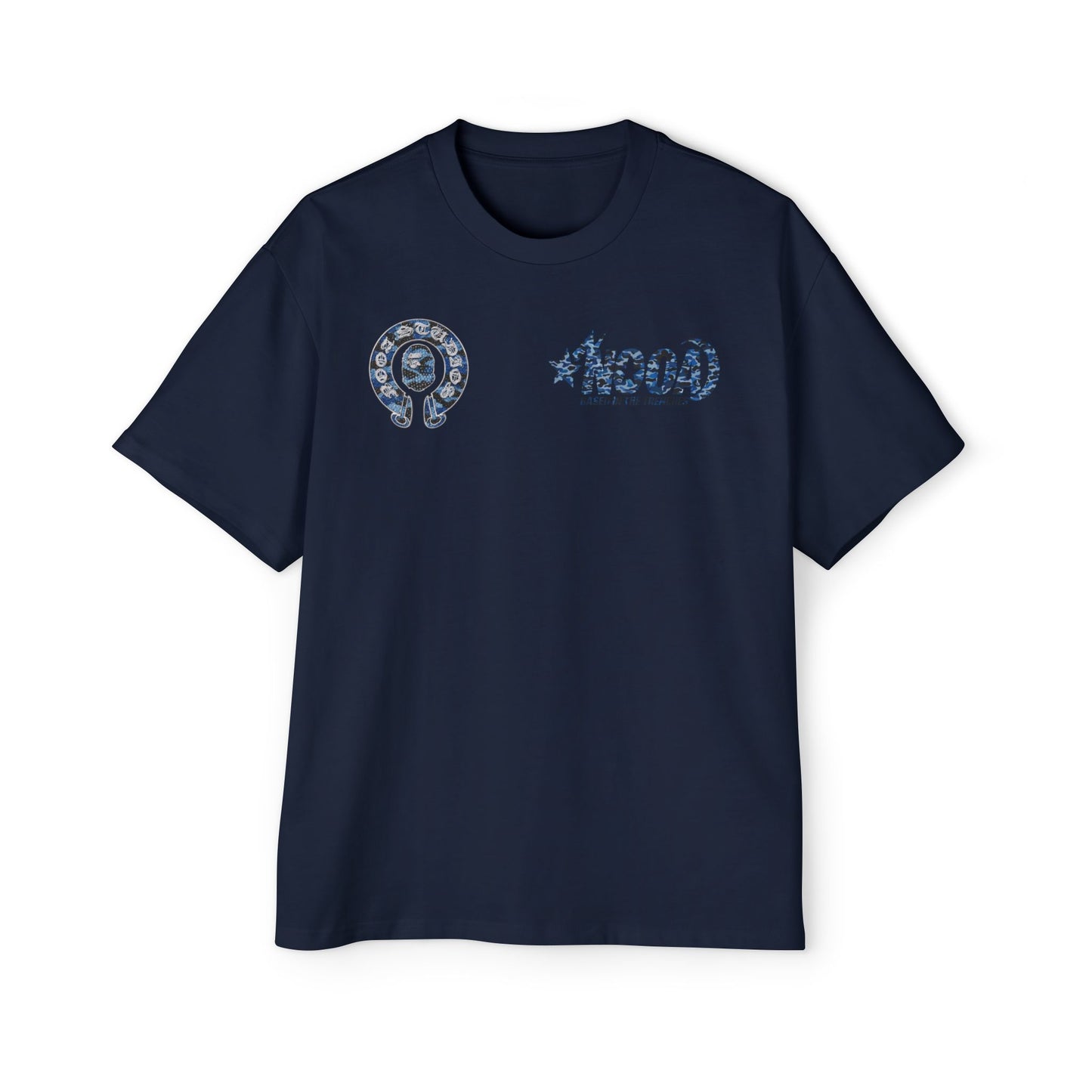 Graphic Tee — 'NOOA Based in the Trenches' Oversized Military Camo Logo Shirt