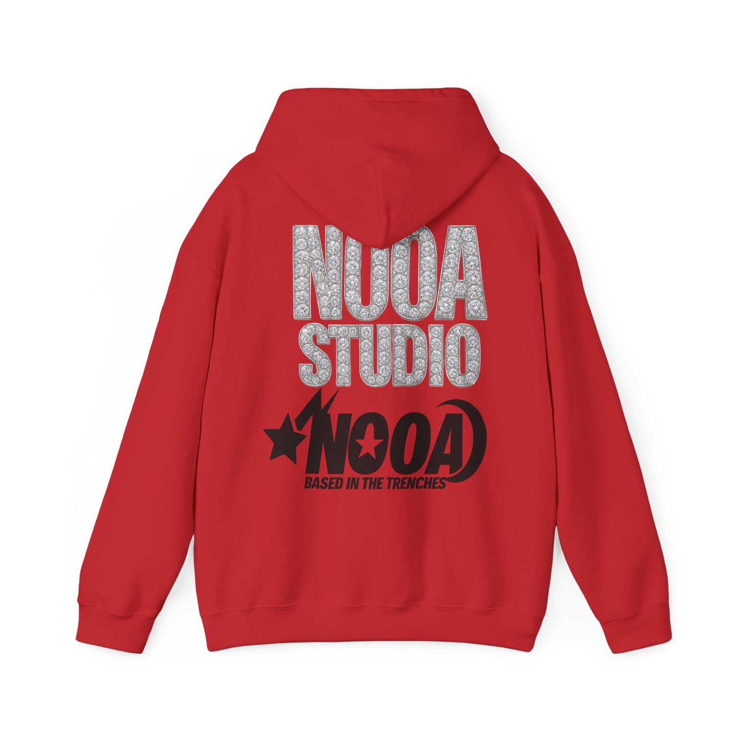 NOOA Studio Graphic Hoodie — 'Based in the Trenches' White Pullover