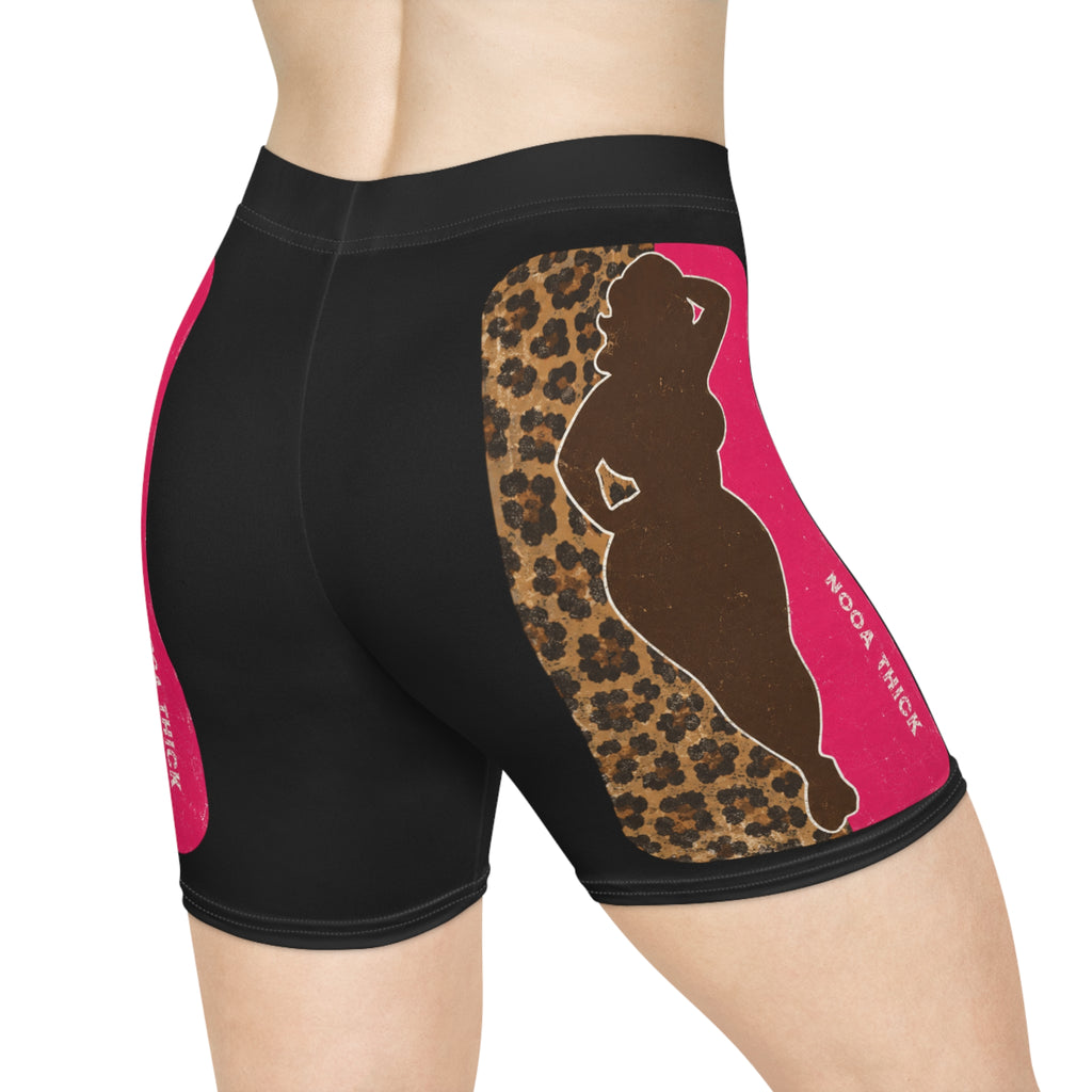 Women’s Biker Shorts — Leopard & Pink Silhouette AOP ("Nooa Thick")