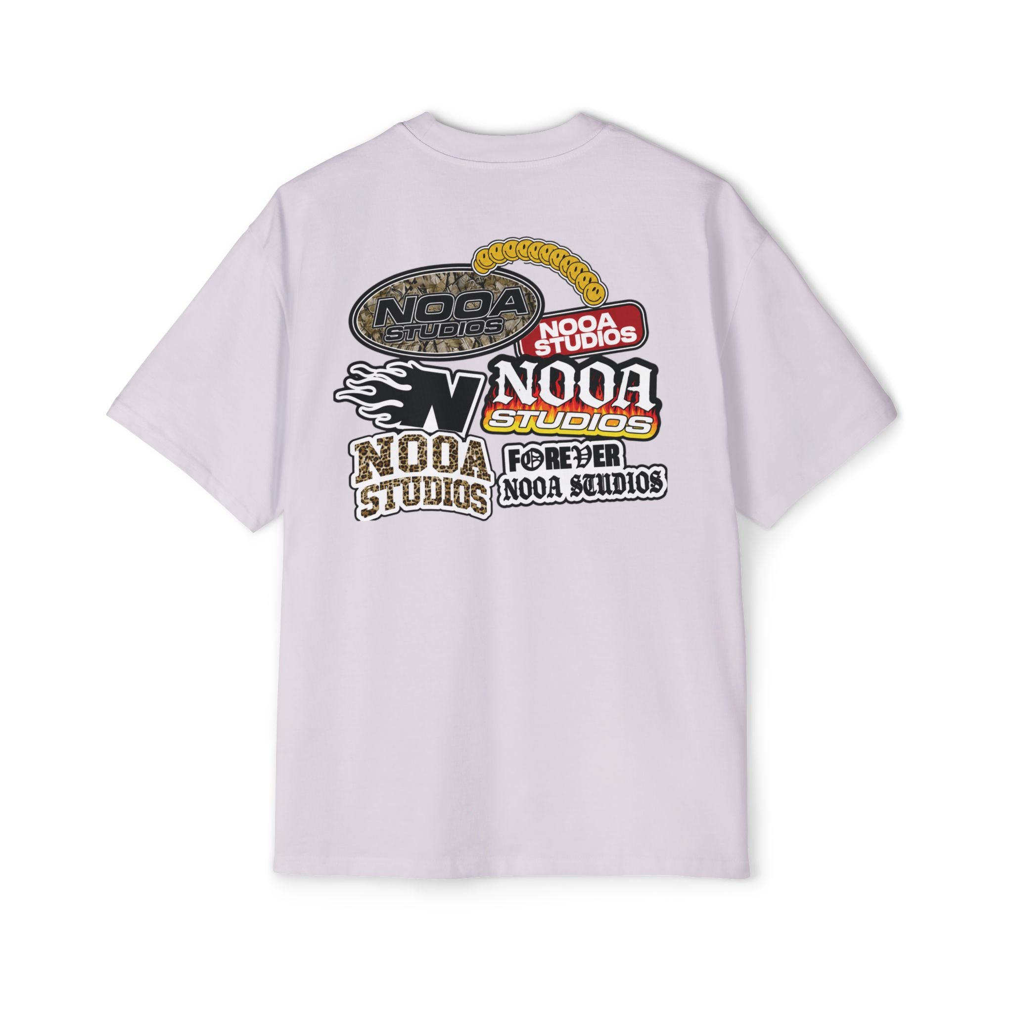 Nooa Studios Graphic Tee — Retro Logo Patch Oversized T-Shirt