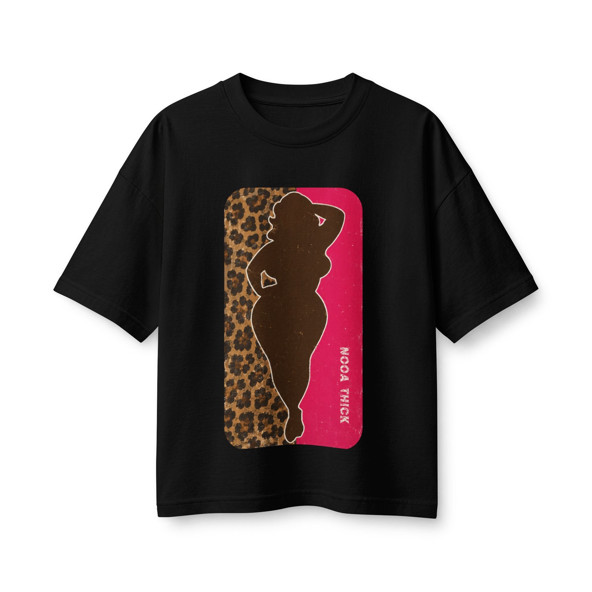 Curvy Silhouette & Bling Graphic Tee — NOGA NICKS Leopard Accent Women's T-Shirt