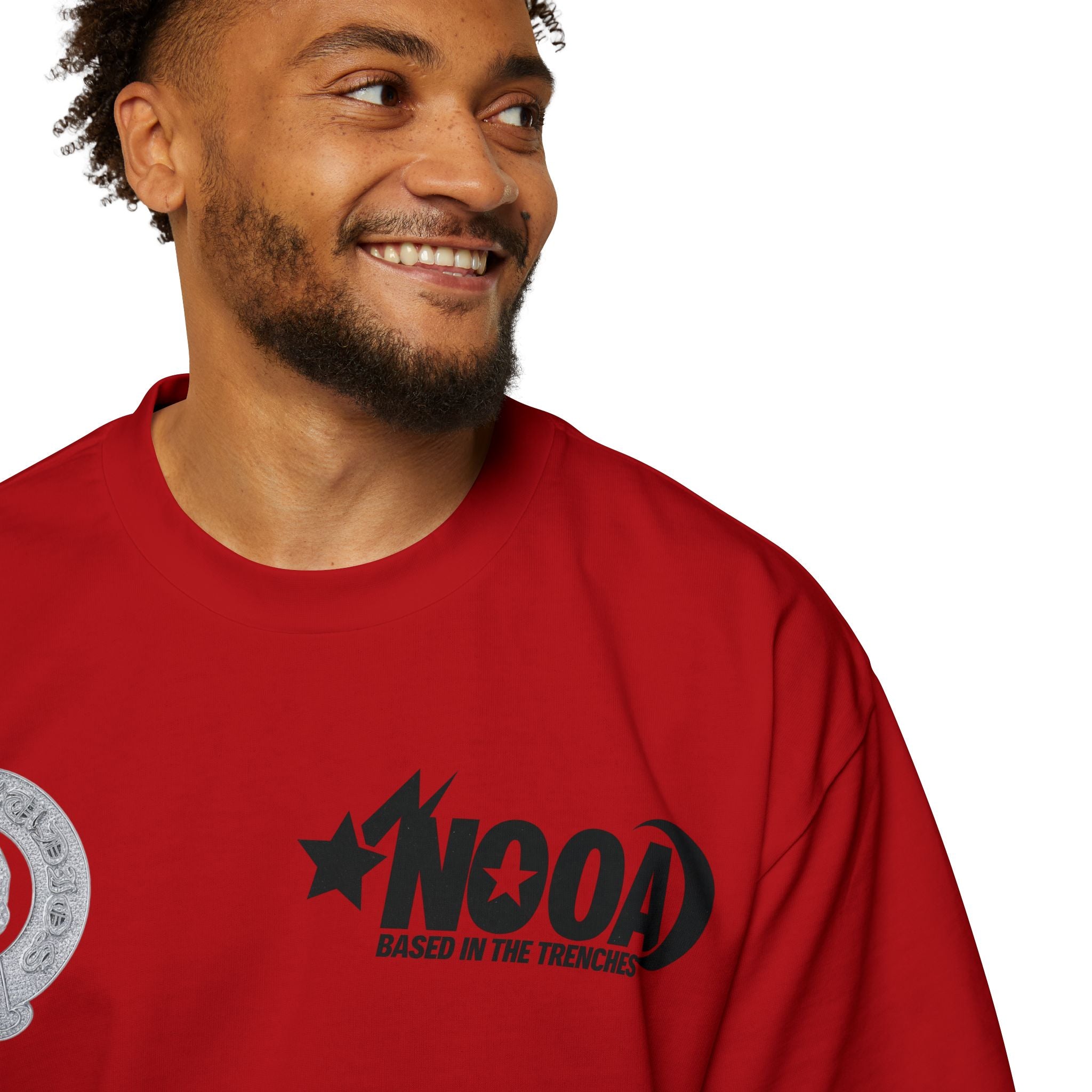 Graphic Tee — "NOOA Based in the Trenches" Oversized Men's T‑Shirt